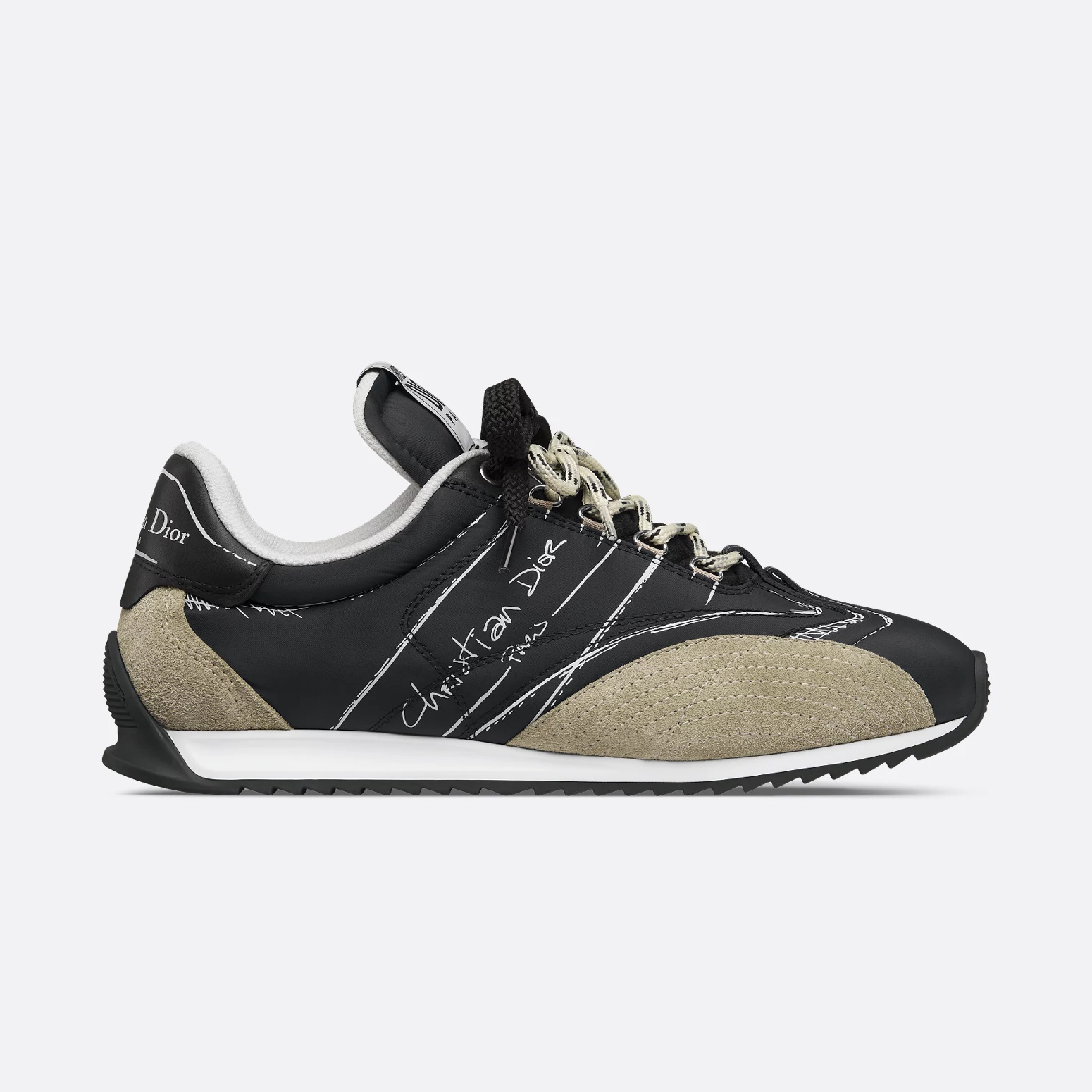 NIGO Dior D-Sketch Men's And Women's Solid Color Nylon And Cowhide Leather Letter Print Round Toe Low-top Lace-up Casual Shoes #nigo77873