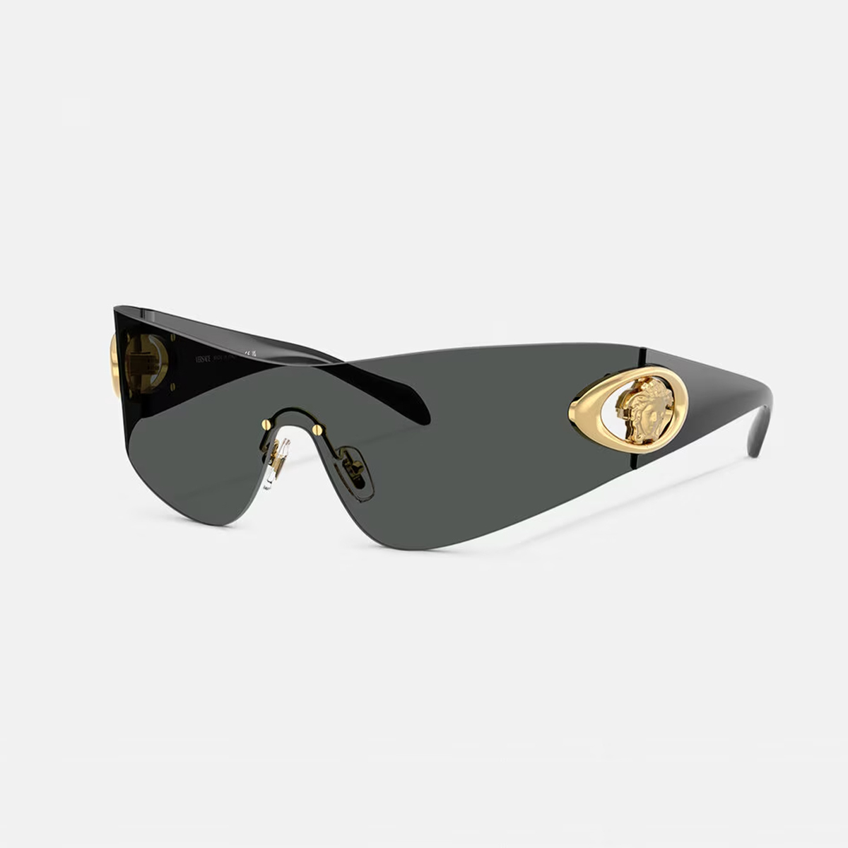 NIGO Versace Men's Eclipse Wrap Sunglasses Vintage Solid Color Metal Irregular Full Rim Glasses #nigo77856