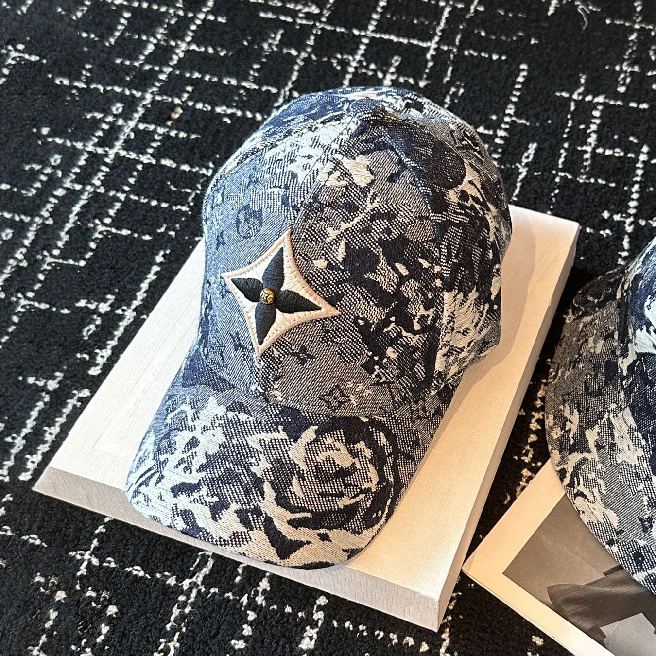 NIGO Louis Vuitton Men's and Women's Embroidered Logo Jacquard Denim Baseball Cap Hat #nigo77871