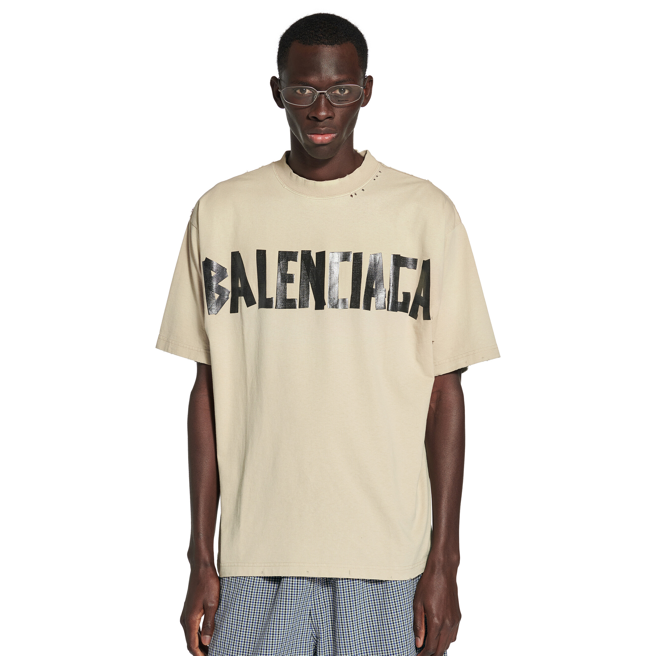 NIGO Balenciaga Tape Type Men's and Women's Summer Tape Letter Print Solid Color Cotton Crew Neck Short Sleeve T-Shirt #nigo77878