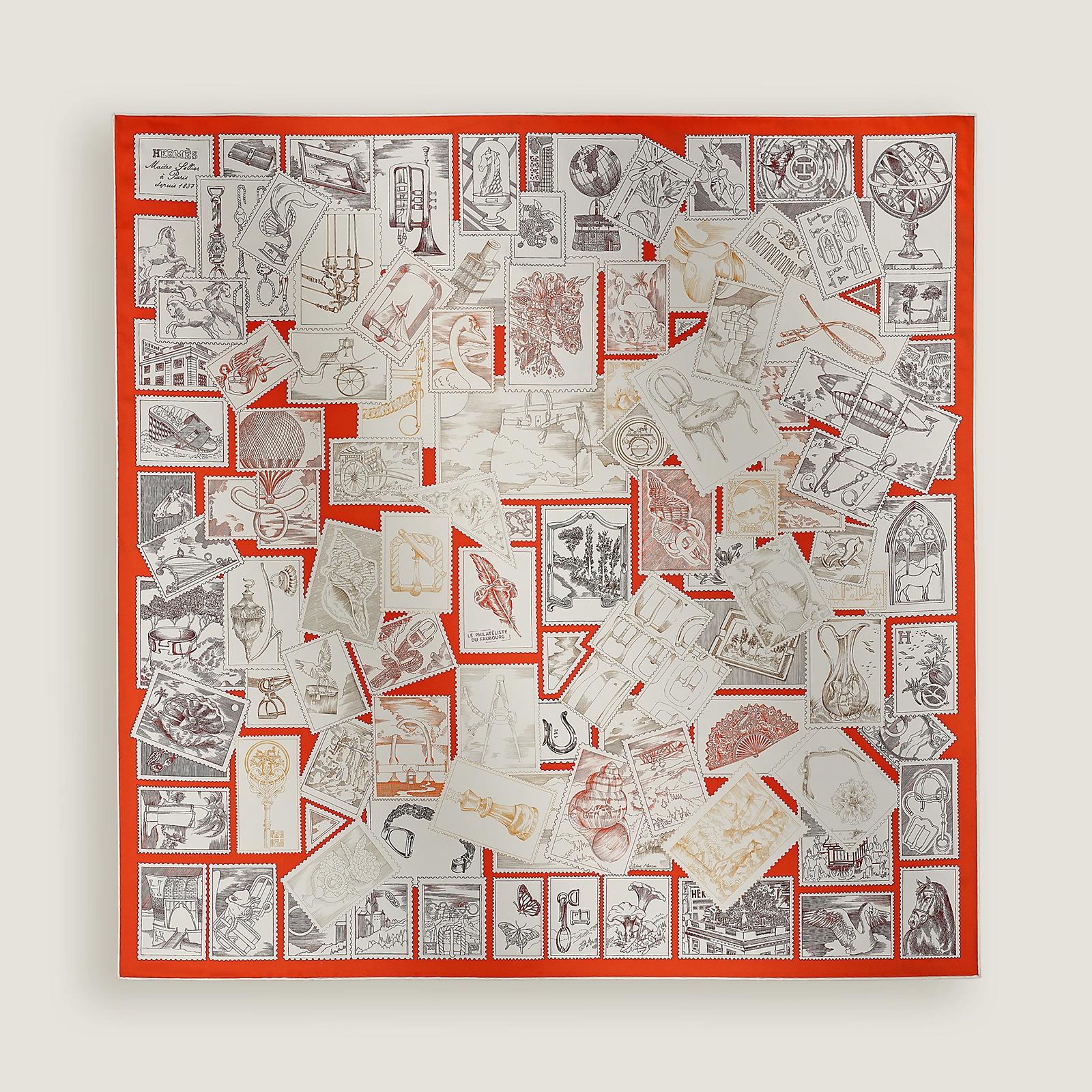 NIGO Hermes “Fubo Philatelist” 90 Square Scarf 100% Twill Silk Exquisite Elegant Fashion Scarves Square Leisure Daily Accessories Bag Ornaments Ngvp Accessories #nigo77681