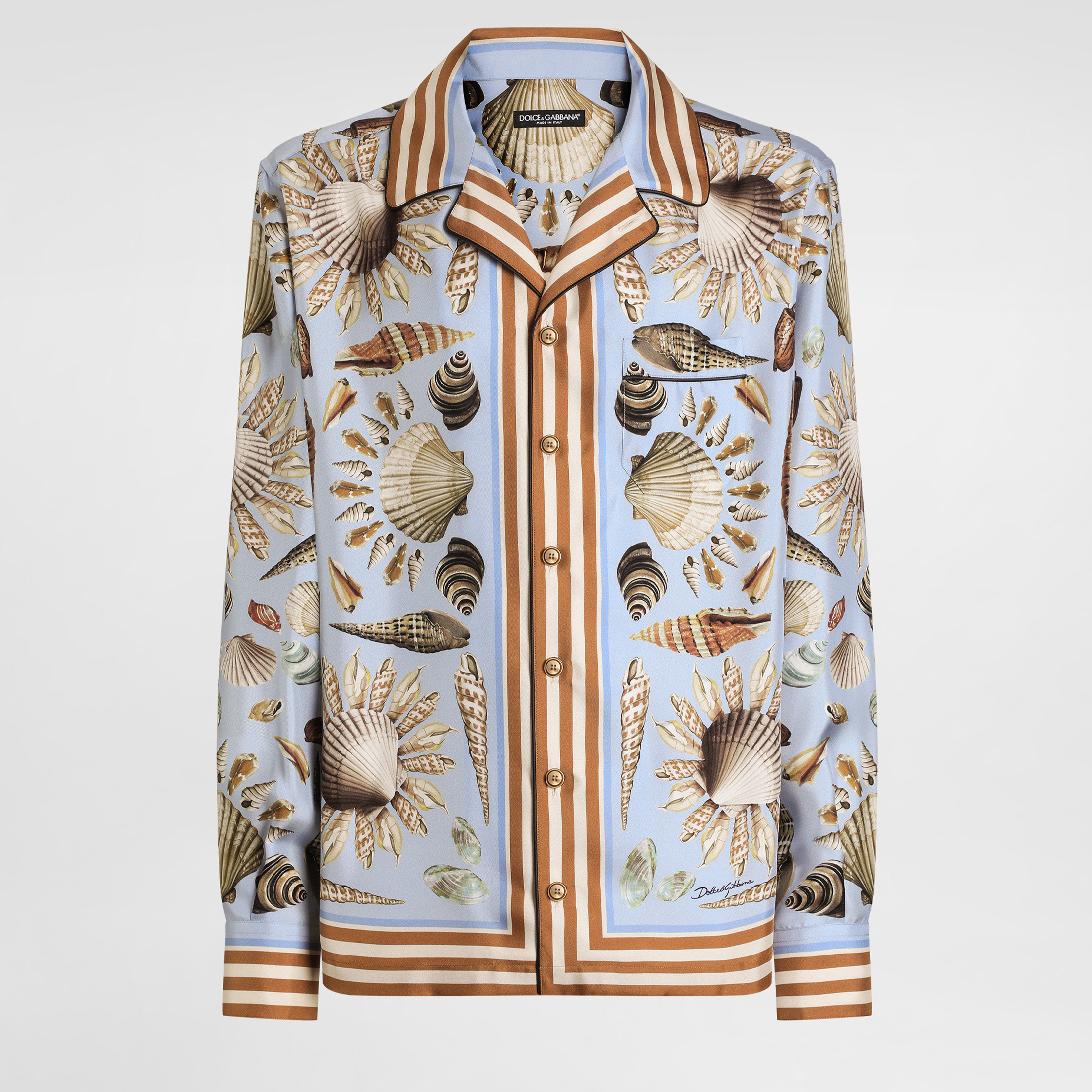 NIGO Dolce&Gabbana Men's Shell Printed Silk Twill Vanity Shirt Spring Summer Long Sleeve Single Breasted Color Clash Fashion Casual Shirt Jacket Ngvp #nigo1977
