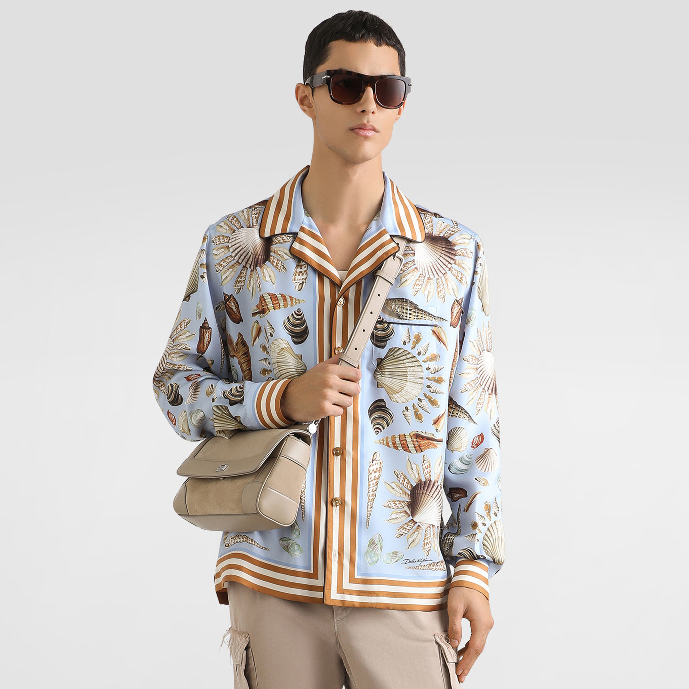 NIGO Dolce&Gabbana Men's Shell Printed Silk Twill Vanity Shirt Spring Summer Long Sleeve Single Breasted Color Clash Fashion Casual Shirt Jacket Ngvp #nigo1977