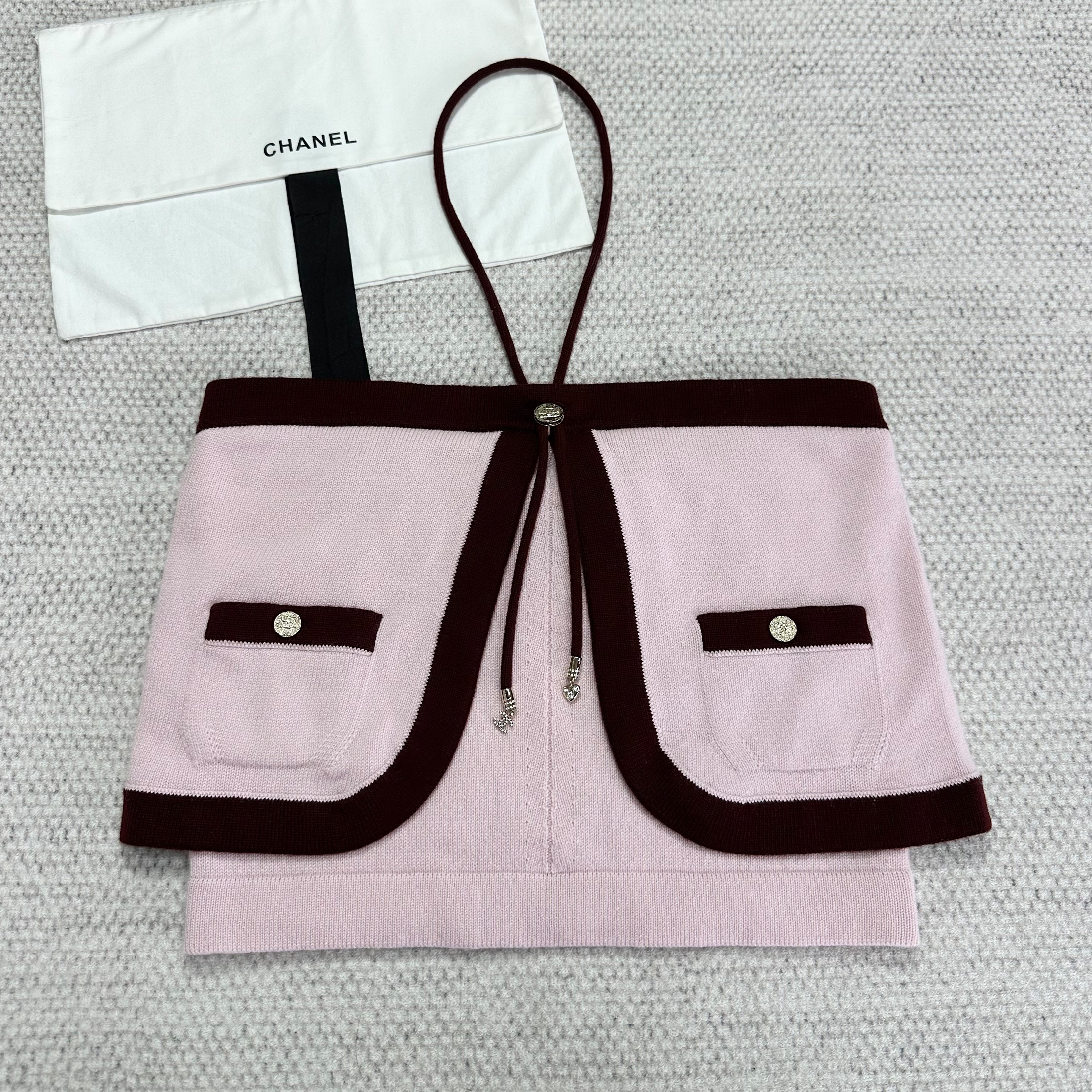 NIGO Chanel Women's Spring/summer Haute Couture Collection Knit Sheath Top Camisole Color Clash Temperament Elegant T-shirt Ngvp #nigo1976