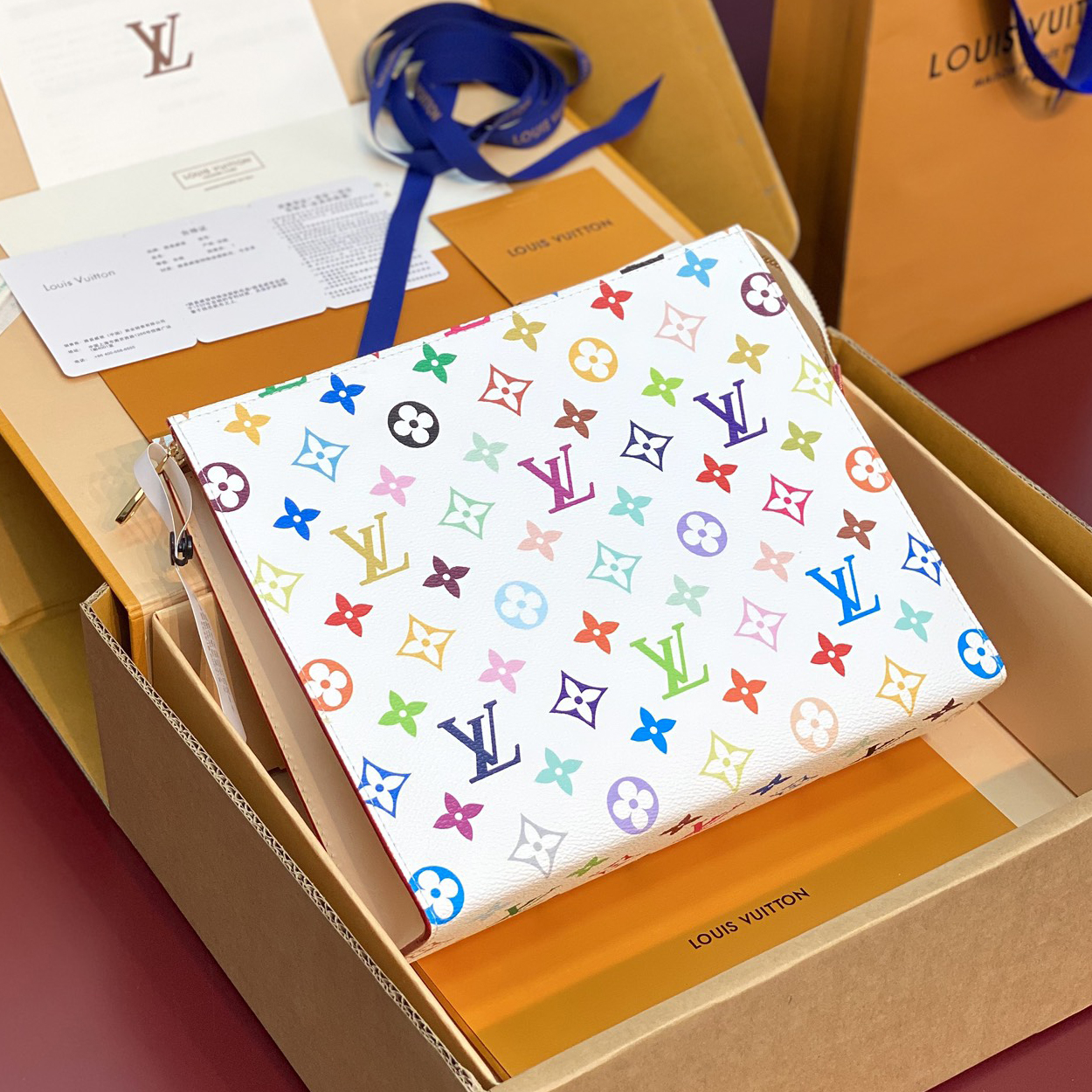 NIGO Louis Vuitton LV x TM Toiletry Pouch Men's and Women's Colorful Alphabet Print Zipper Leather Clutch Bag Toiletry Bags #nigo77915