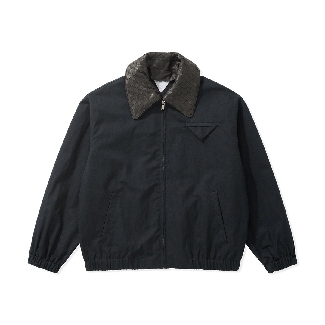 NIGO Bottega Veneta New Tech Cotton Blouson Men's Fall And Winter Black Fashion Casual Woven Leather Lapel Zipper Short Jacket Ngvp #nigo1986