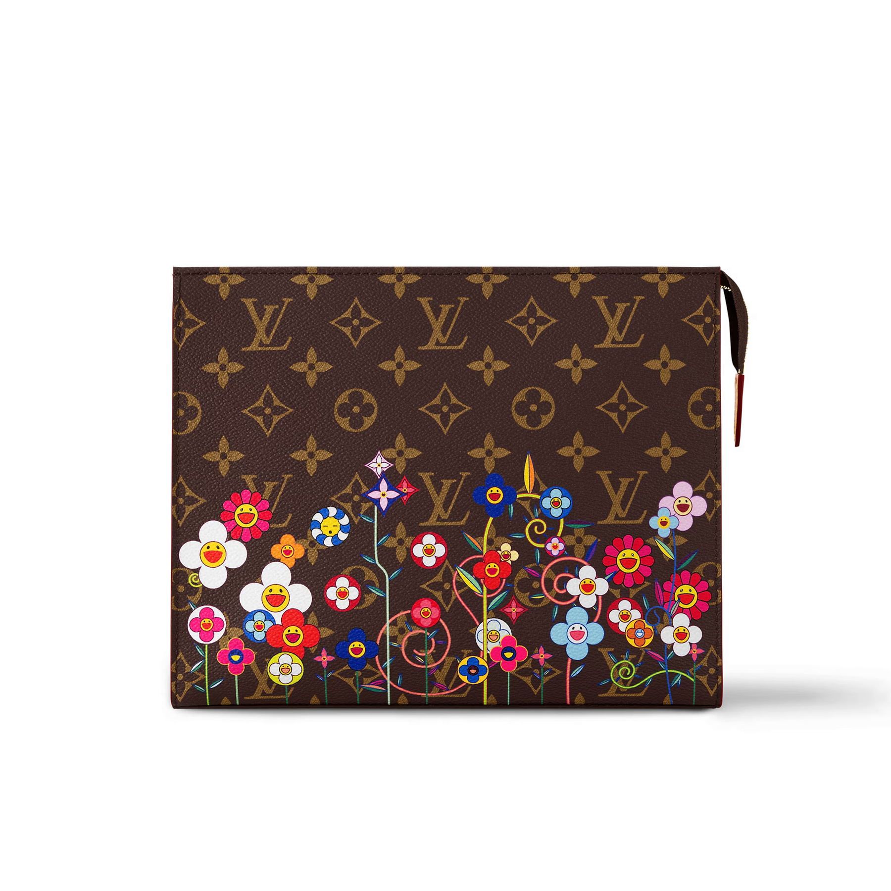 NIGO Louis Vuitton LV x TM Men's Solid Color Letter Print Sunflower Pattern Zipper Leather Clutch Bag Bags #nigo77914