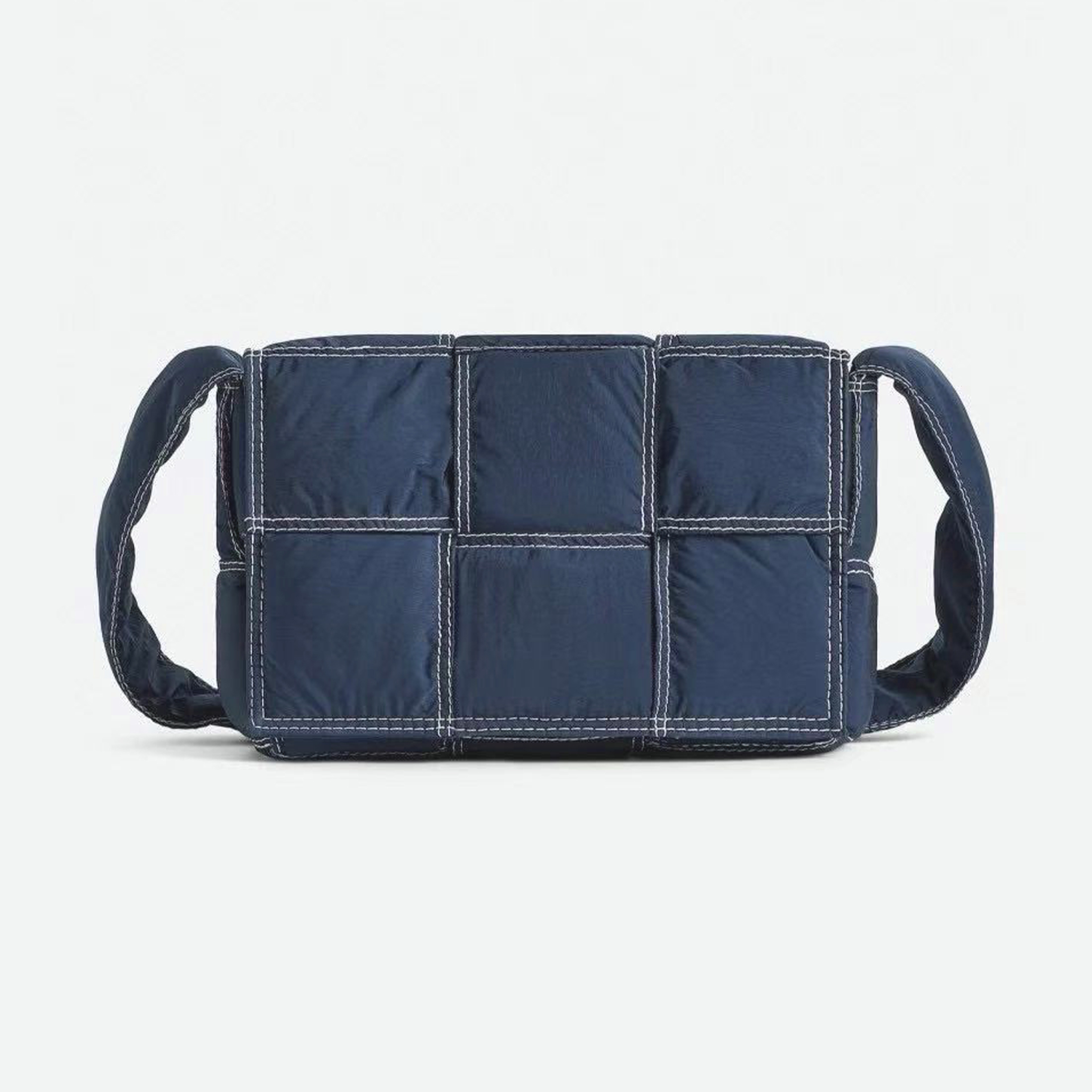 NIGO Bottega Veneta Cassette Silver Finish Magnetic Closure Intreccio Nylon Shoulder Crossbody Bag Men's Casual Fashion Trend Temperament Bags 795675V4GT13493 Ngvp  #nigo1984