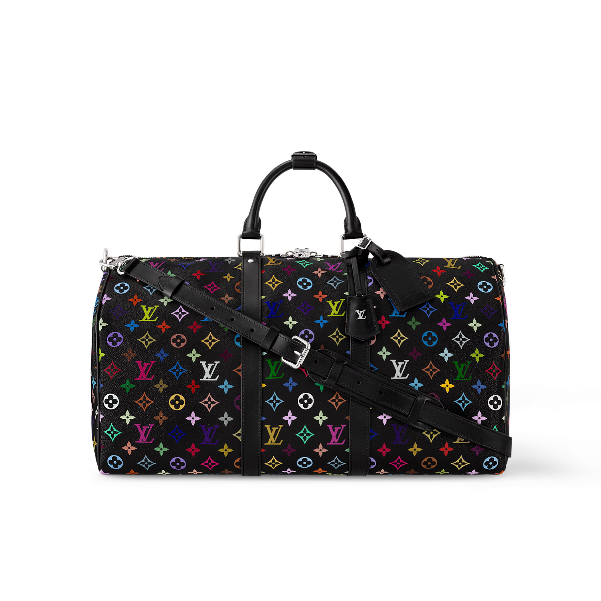 NIGO Louis Vuitton Keepall Bandoulière 50 Men's Letter Colourful Printing Solid Colour Detachable Adjustable Shoulder Strap Leather Shoulder Slant Tote Bag Bags #nigo77922