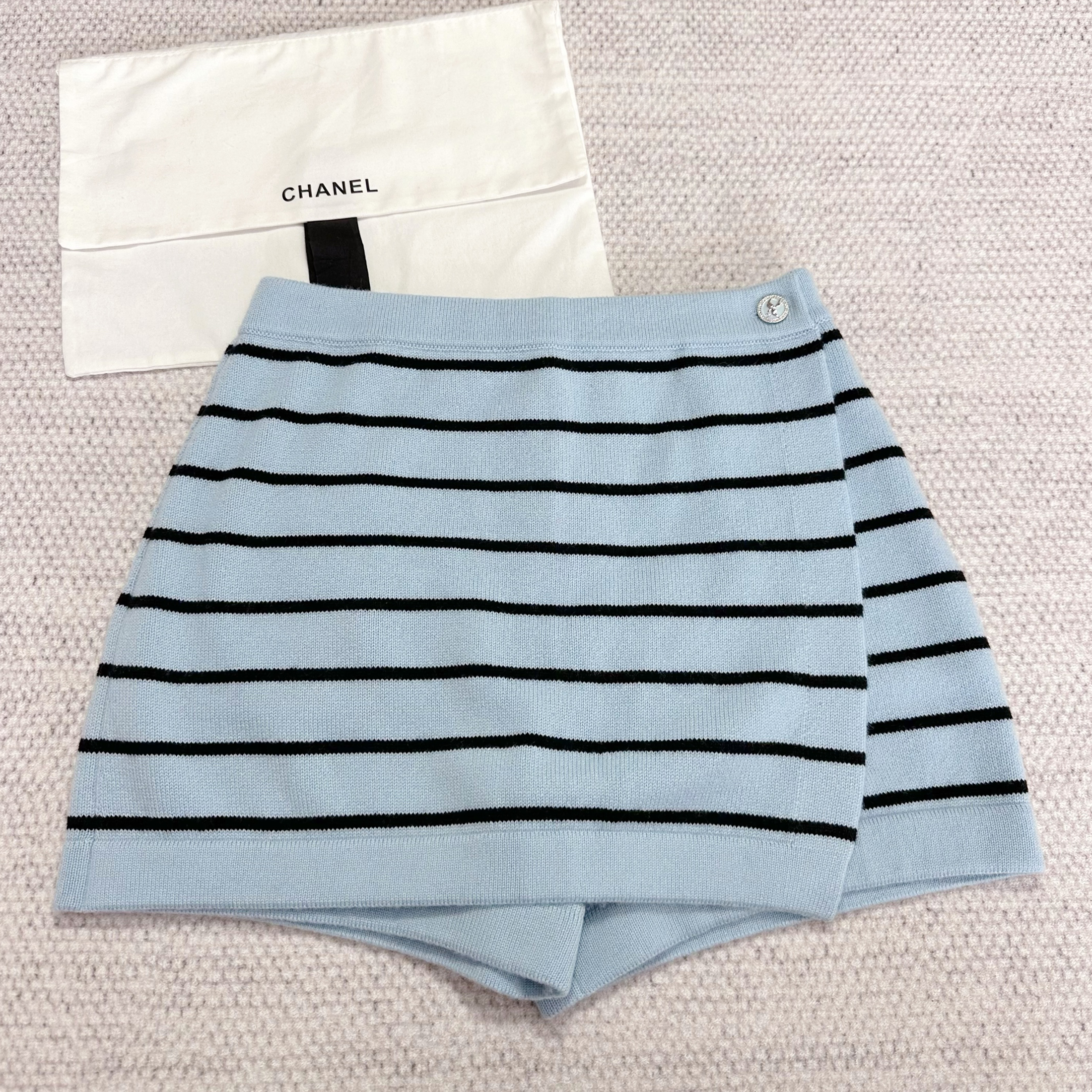 NIGO Chanel Women's Spring And Summer Blue Striped Knitted Trouser Skirt Fashion Short Slim Thin Comfortable Shorts Ngvp #nigo1982