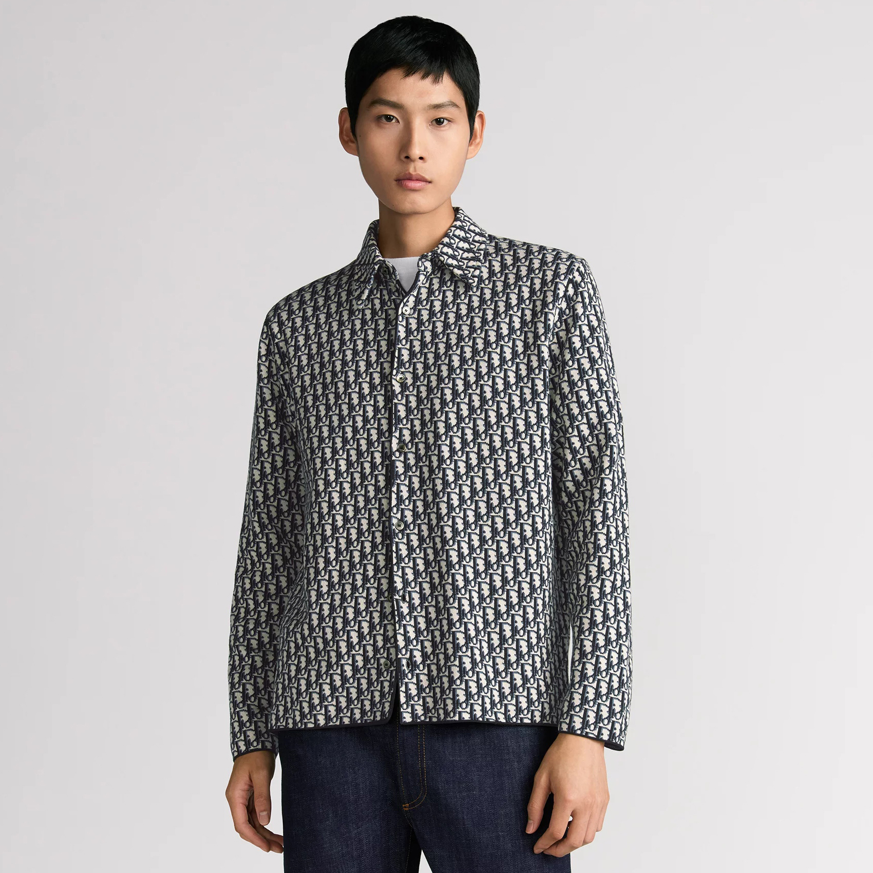 NIGO Dior Men's Spring/Autumn Solid Color Letter Print Single Button Long Sleeve Shirt #nigo77922