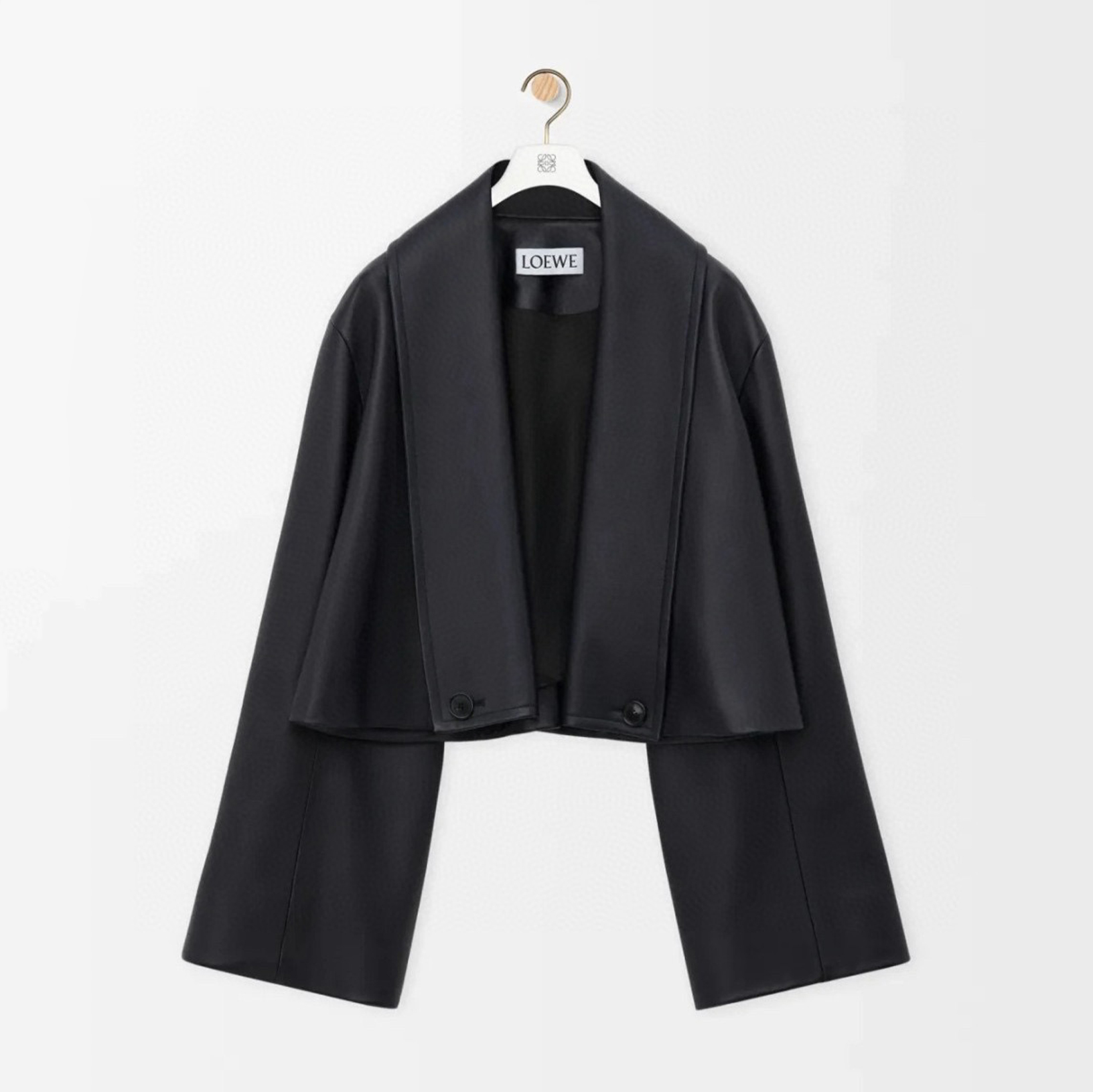 NIGO Loewe Women's Autumn/winter Black Elegant Cape Single-button Leather Jacket Fashionable Casual Lapel Long-sleeved Jacket Ngvp #nigo1996
