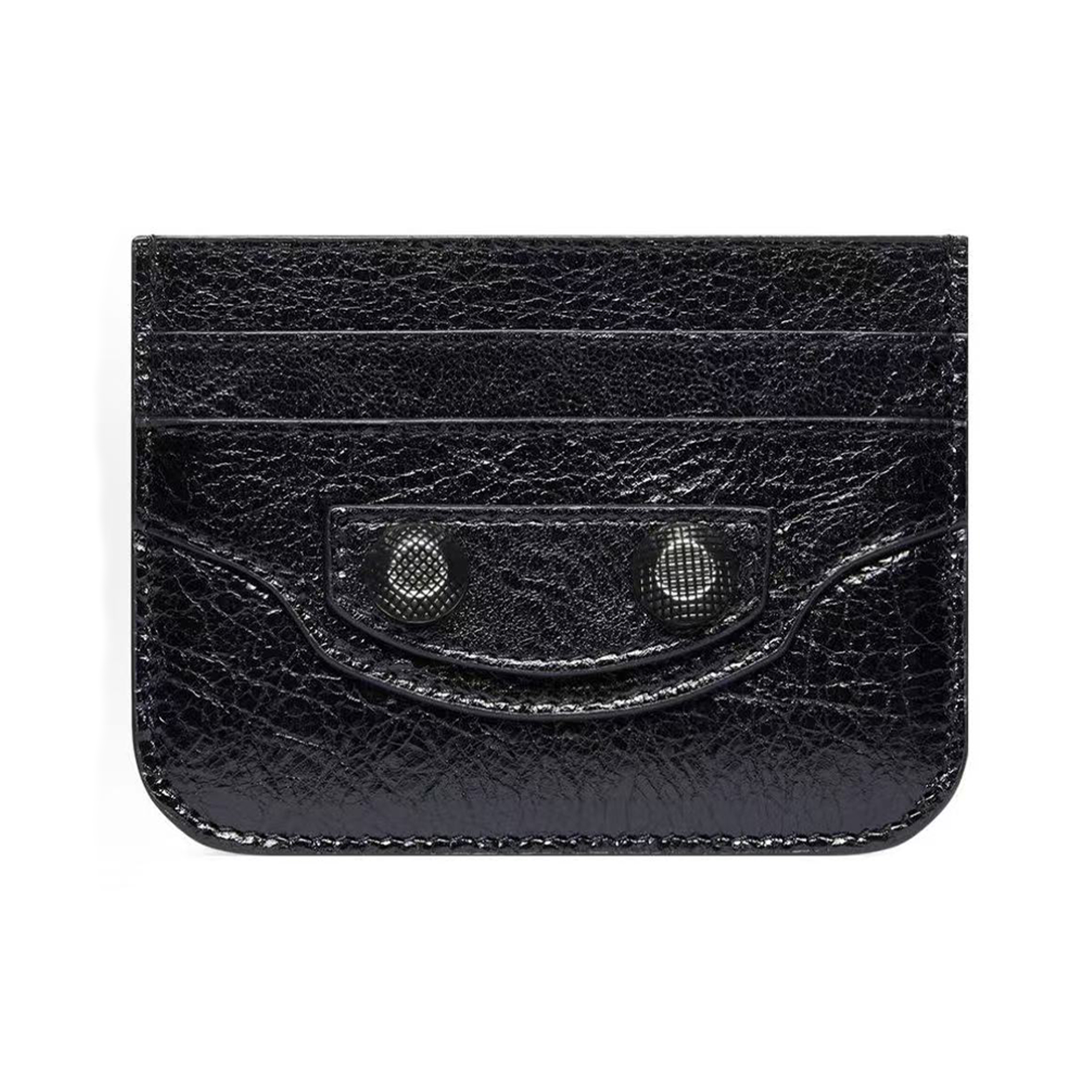 NIGO Balenciaga Le Cagole Distressed Silver Metal Accessory Logo Wallet Fine Grain Leather Card Holder Card Case Women's Black Bag Bags 764332210KR1000 Ngvp #nigo1995