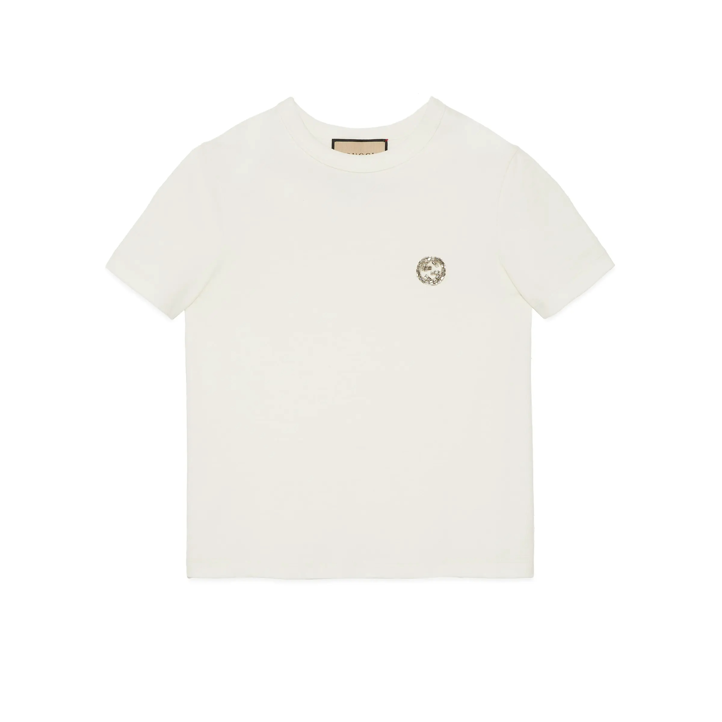 NIGO Gucci Women's Spring/summer Diamond Jewelry Interlocking Double G Knitted Cotton T-shirt Round Neck Short Sleeve Fashionable Casual T-shirt Top Ngvp #nigo1992