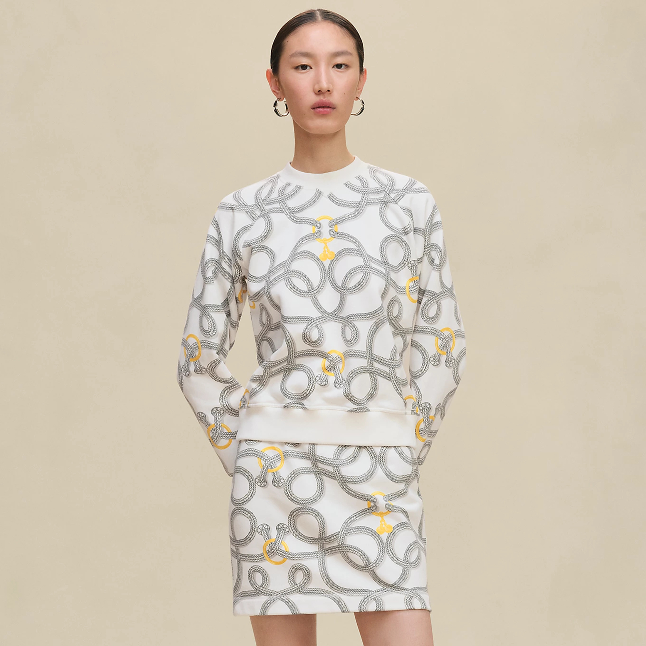 NIGO Hermes “Palefroi Remix” Sweatshirt Women's Spring/autumn Printed Elegant Casual Set Fashion Drawstring Shorts Sweatpants Hoodie Ngvp #nigo1992