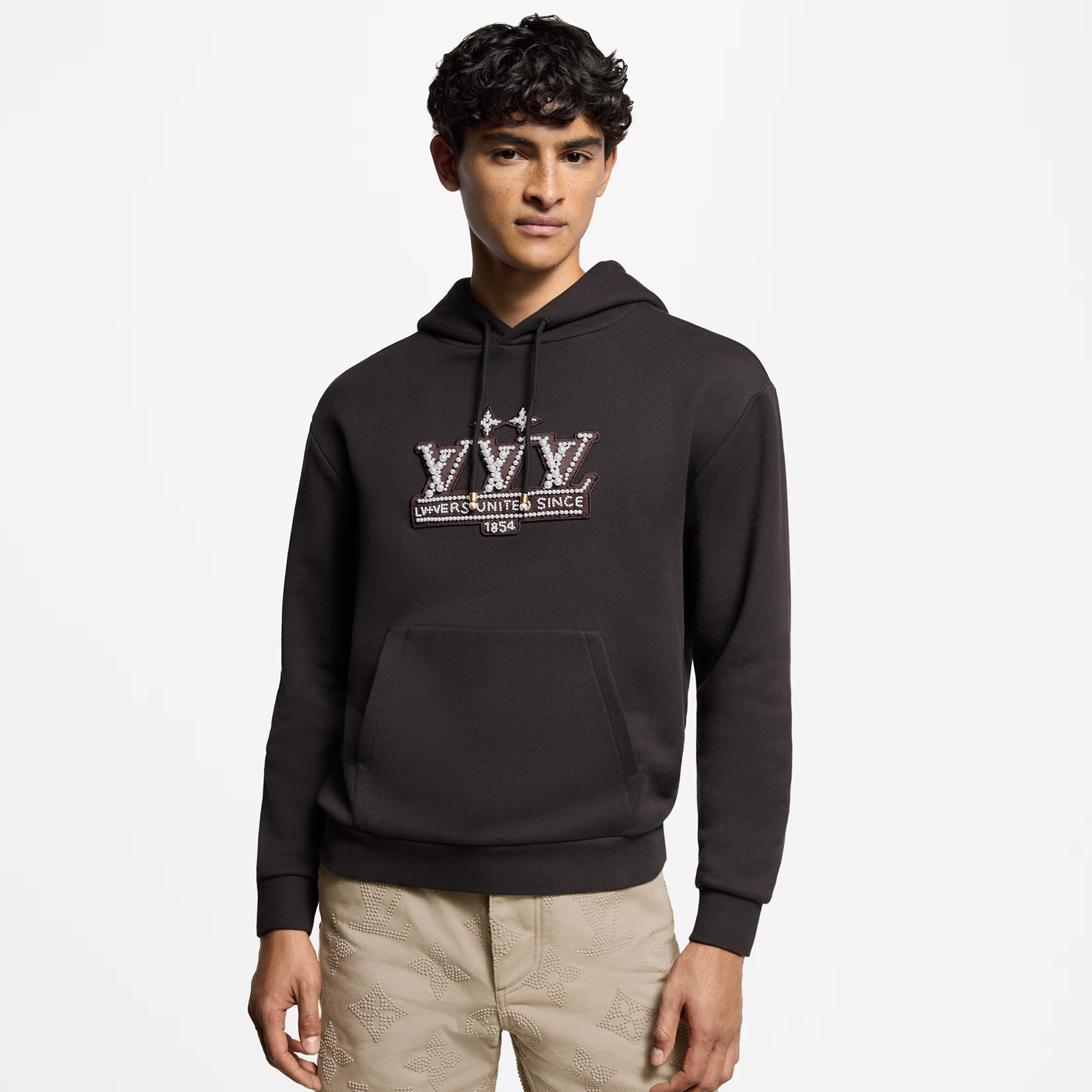 NIGO Louis Vuitton Men's Spring/Autumn Solid Color Beaded Embroidery Pattern Printed Drawstring Hooded Long Sleeve Sweatshirt #nigo77951