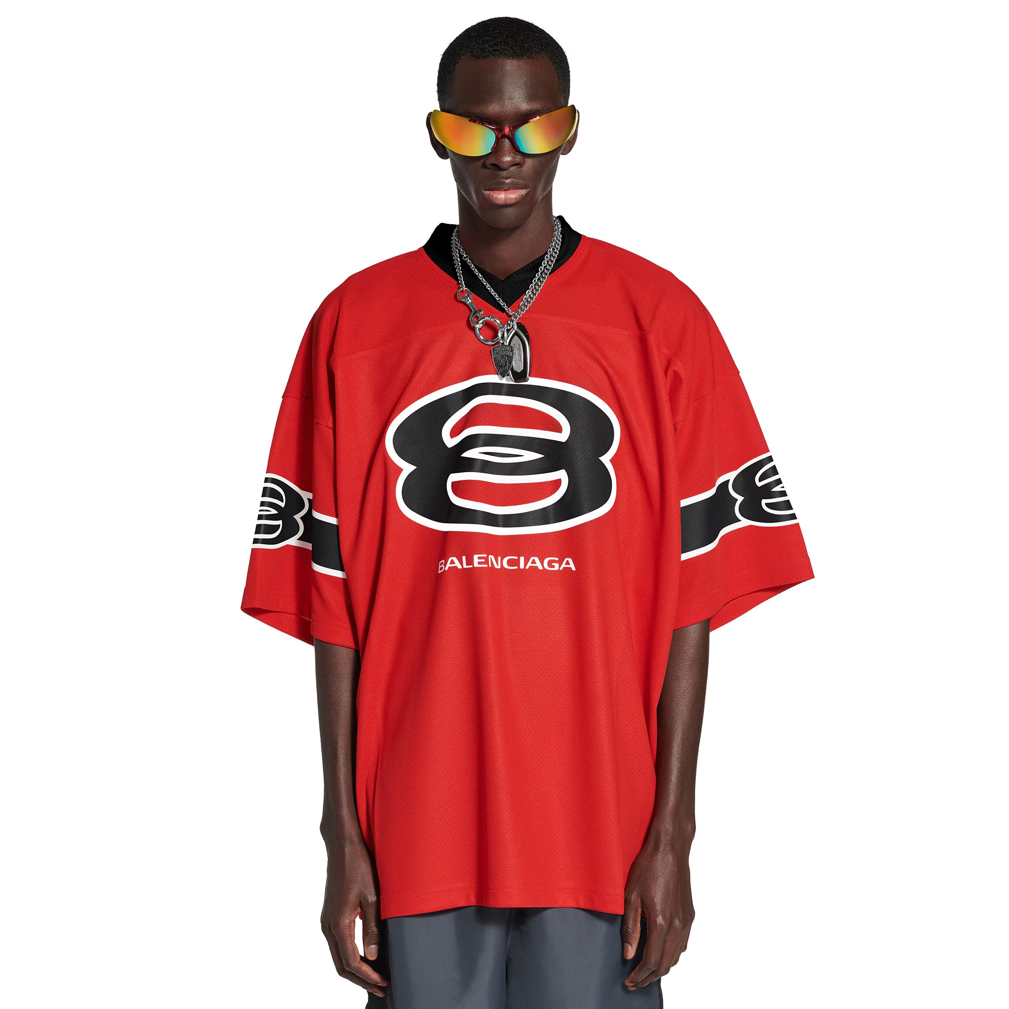 NIGO Balenciaga Men's Summer Solid Color Logo Letter Print V-neck Short Sleeve T-shirt #nigo77958