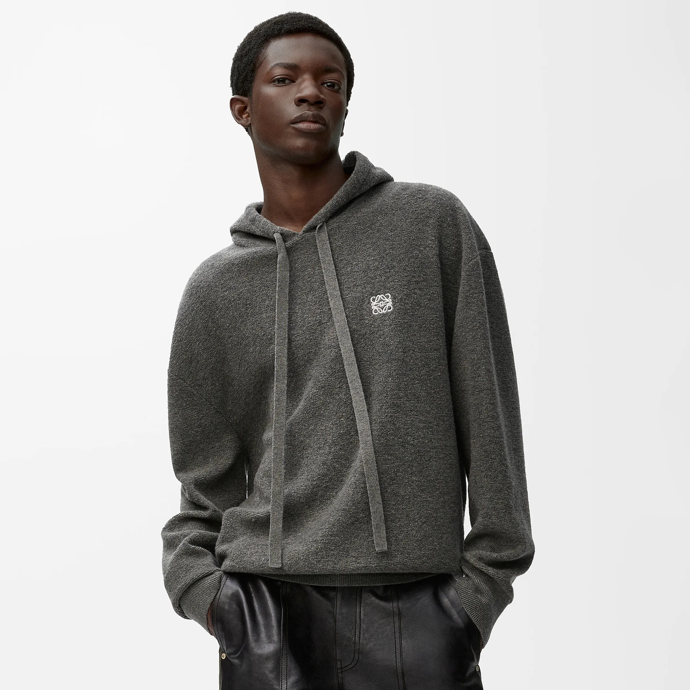 NIGO Loewe Men's Spring/Autumn Solid Color Embroidered Logo Print Wool Hooded Drawstring Long Sleeve Sweatshirt #nigo77976