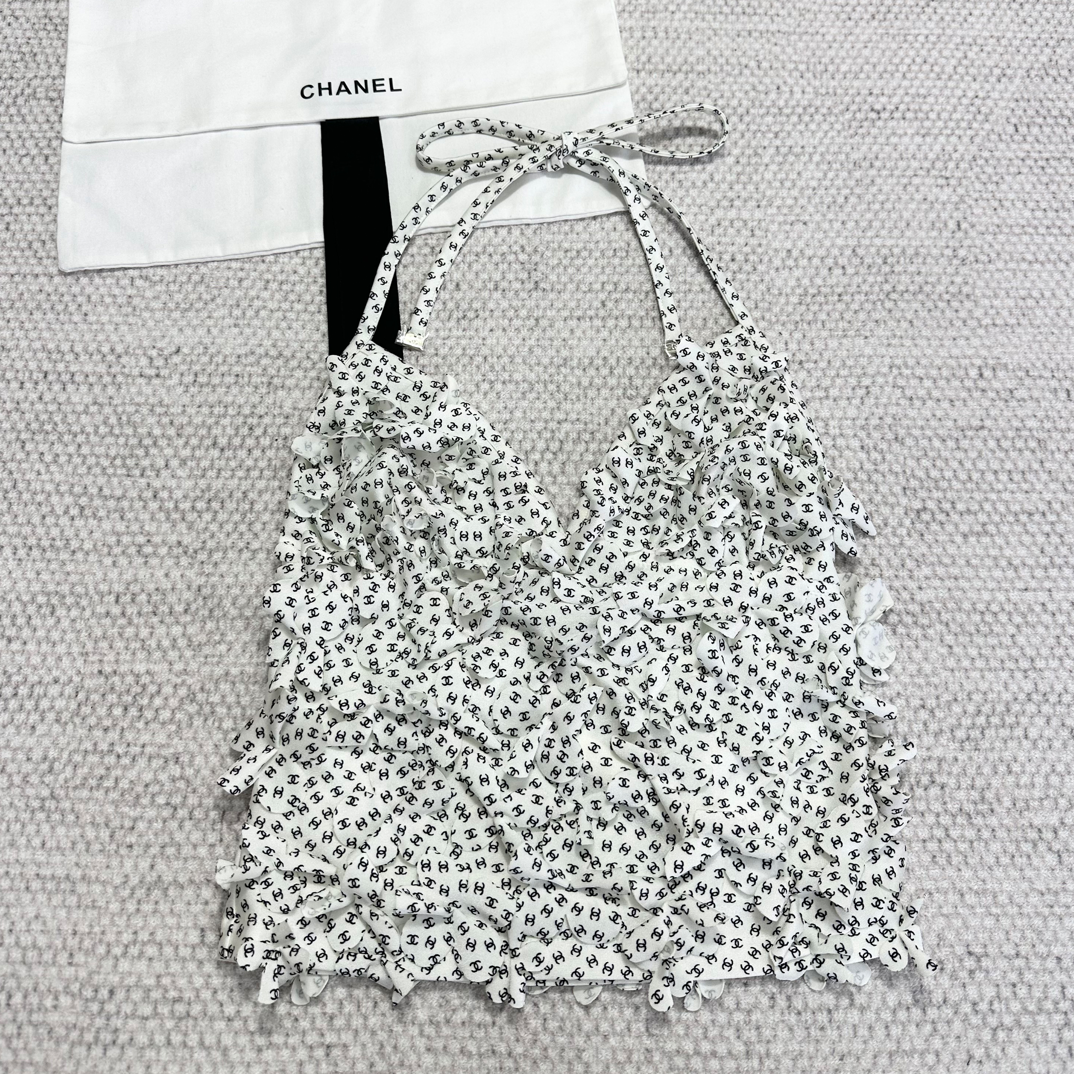 NIGO Chanel Coco Beach Haute Couture Women's Spring/summer Logo Printed Top 3d Tops Vest Floral Halter Skirt Suit Set #nigo81369