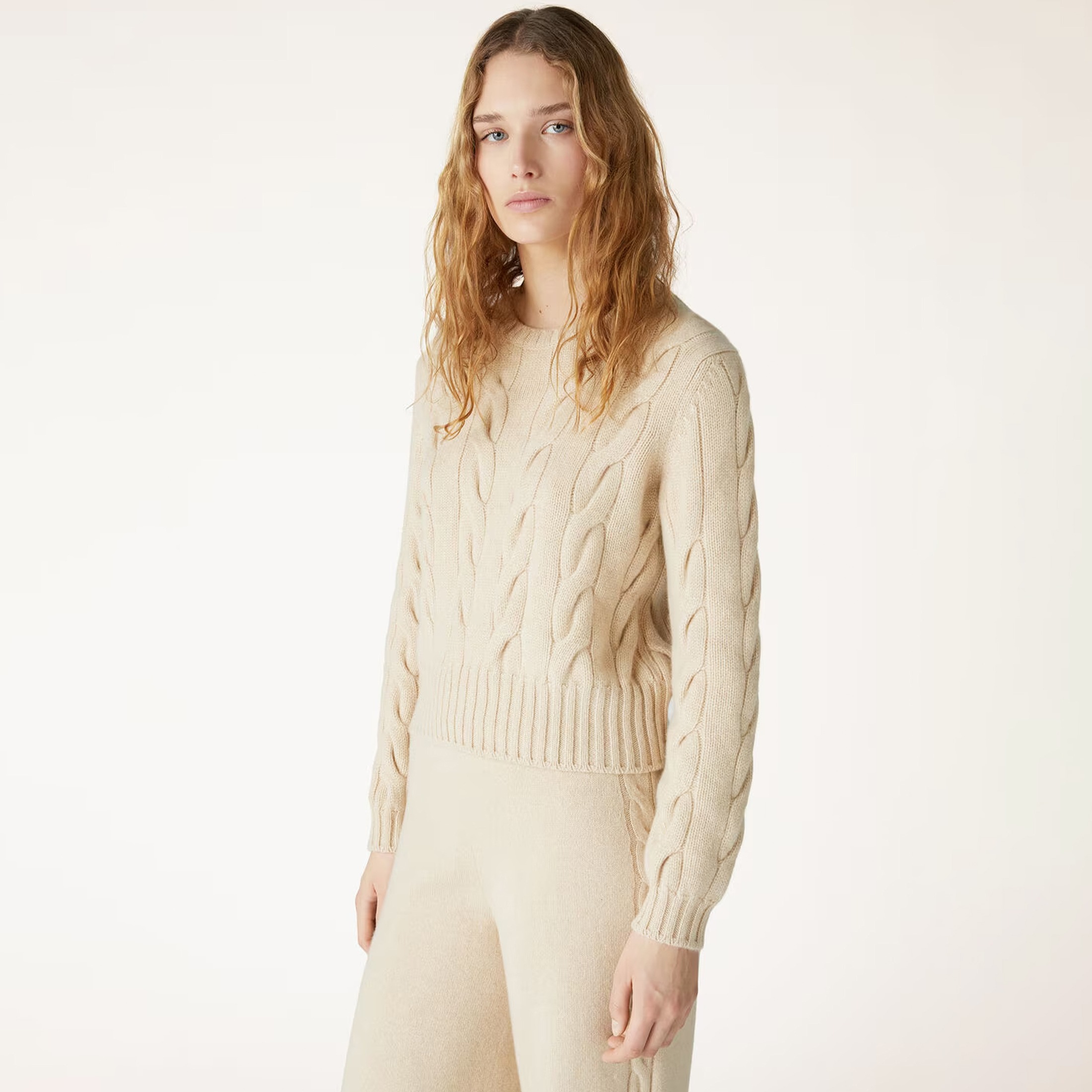 NIGO Loro Piana Napier Women's Spring And Autumn Chunky Knit Set High Elastic Solid Color Round Neck Long Sleeve Pullover Straight Leg Knit Casual Pants Suit Set Ngvp #nigo2164