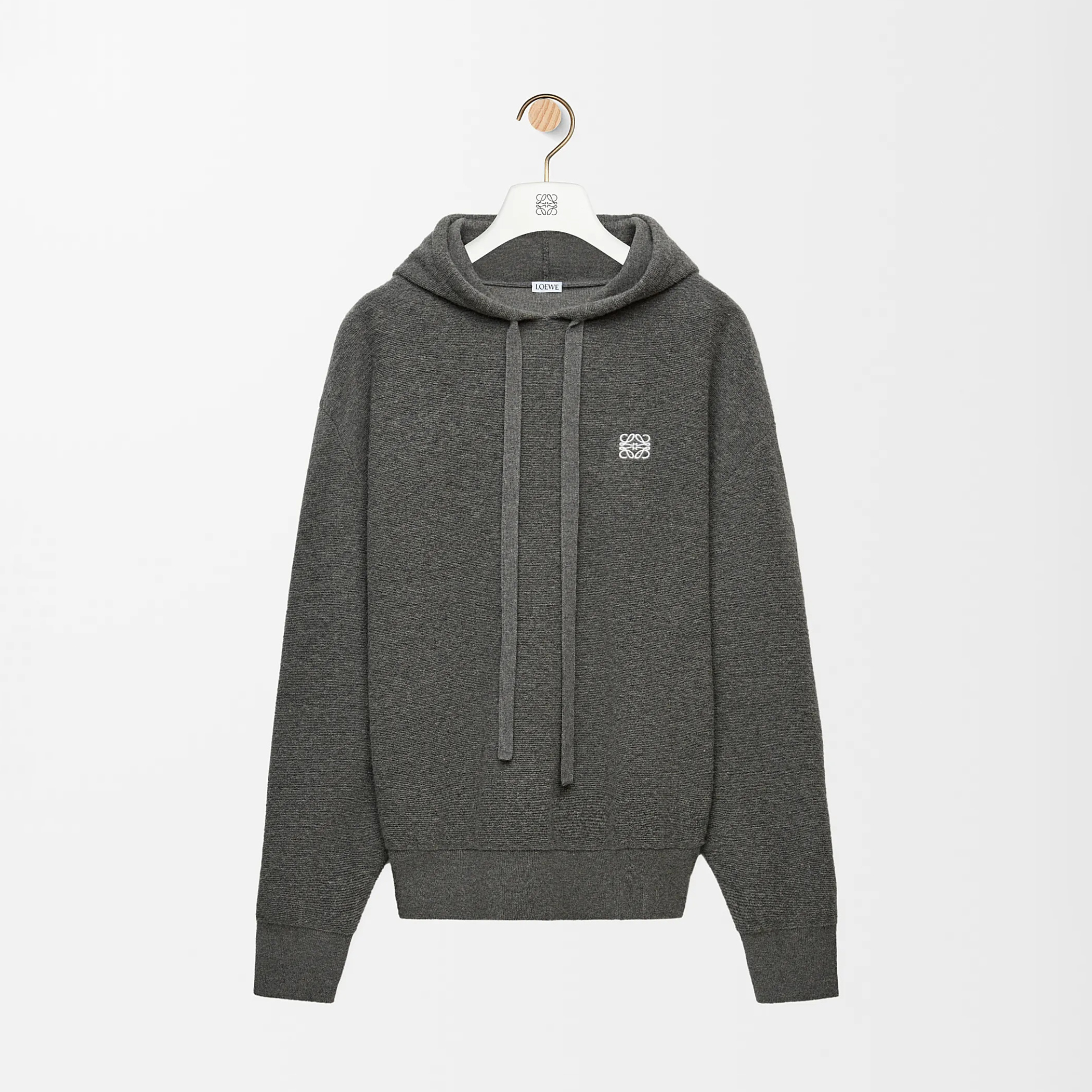 NIGO Loewe Men's Spring/Autumn Solid Color Embroidered Logo Print Wool Hooded Drawstring Long Sleeve Sweatshirt #nigo77976