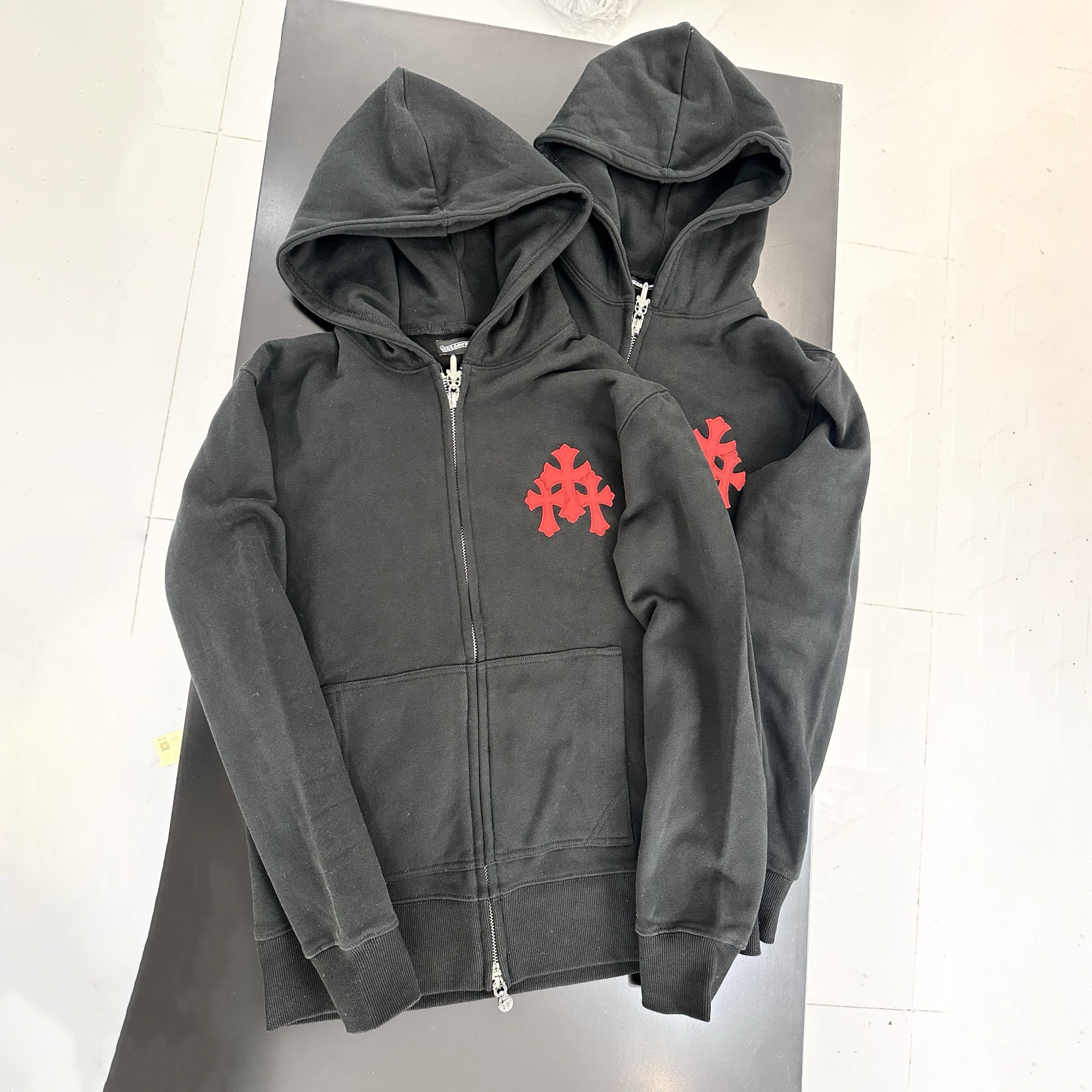 NIGO Chrome Hearts Men's and Women's Solid Color Cross Leather Label Hooded Zipper Long Sleeve Sweatshirt Jacket #nigo77969