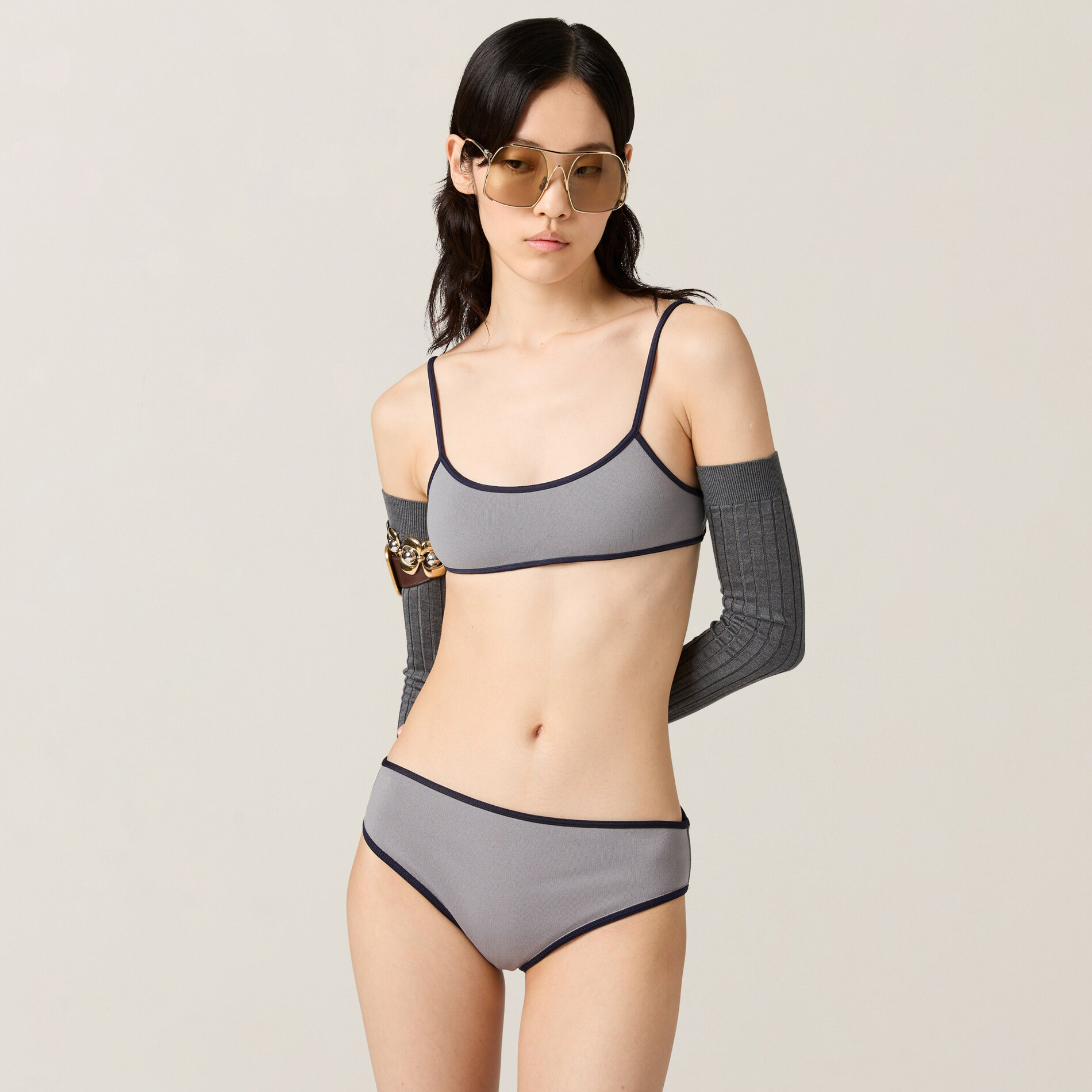 NIGO MiuMiu Women's Summer Solid Color Stretch Cotton Stretch Bikini Swimsuit Set Suit #nigo77992