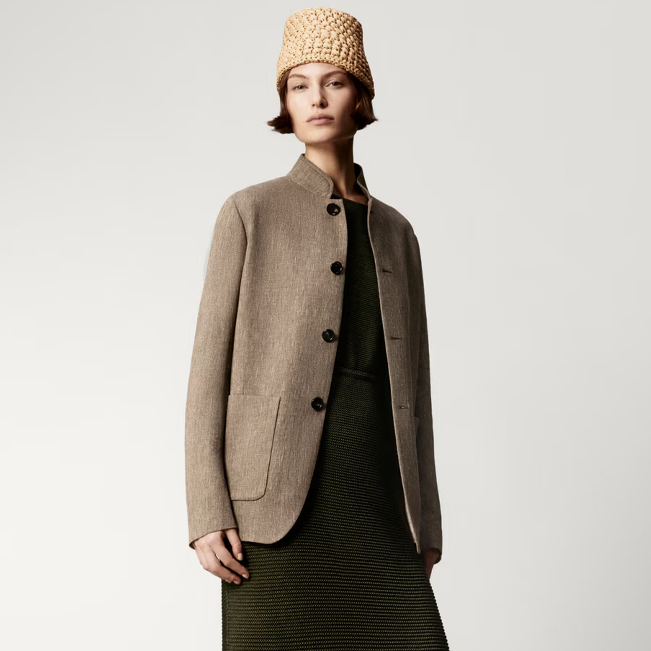 NIGO Loro Piana Spagna Women's Spring/autumn Collared Single-breasted Brown Linen Cotton Jacket Fashionable Casual Suit Ngvp #nigo2177