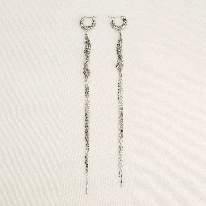 NIGO Lemaire Women's Fashionable And Luxurious Tassel Long Earring With Elegant Silver-plated Metal Chain 925 Silver Needle Accessory Ngvp #nigo2182