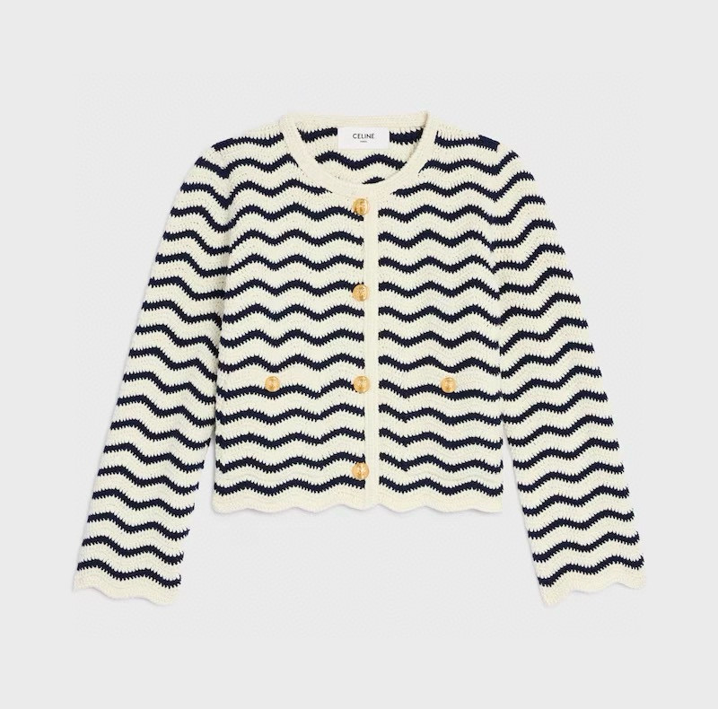 NIGO Celine Women's Fall And Winter Black And White Wave Striped Knitted Cardigan Wrap Hip Half Skirt Fashionable And Elegant Set Suit Ngvp #nigo2186