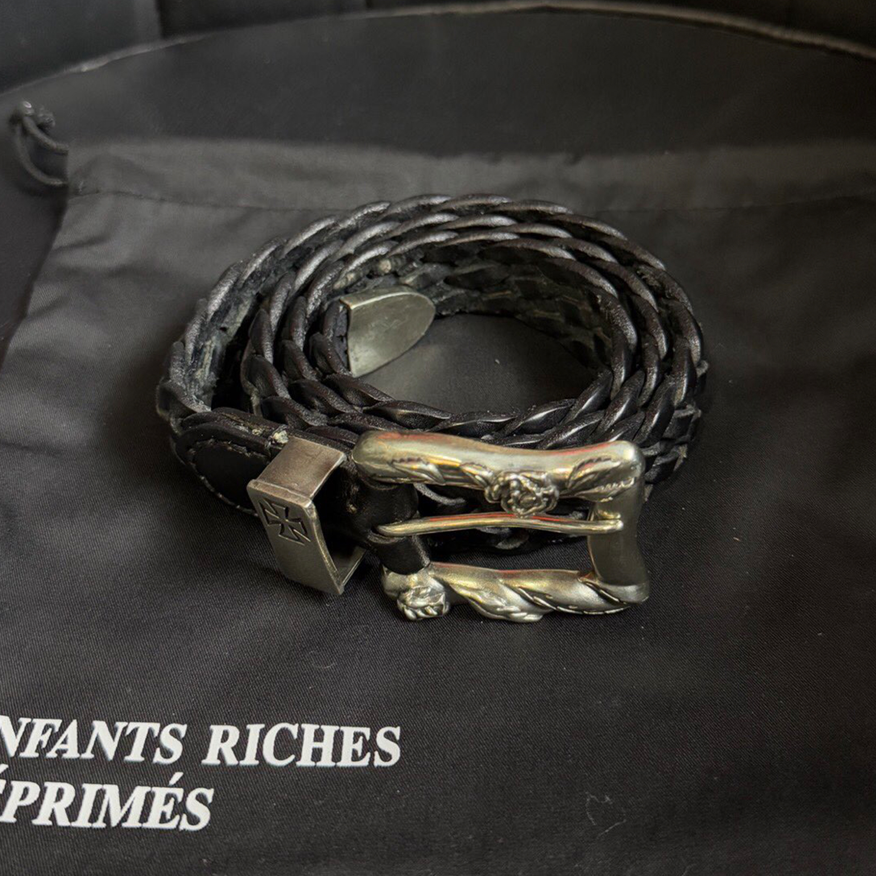 NIGO Enfants Riches Deprimes Burgundy Double Row Rivets Belt Leather Retro Old Carved Logo Belt Punk Metal Belt 2CM Accessories Ngvp #nigo2188
