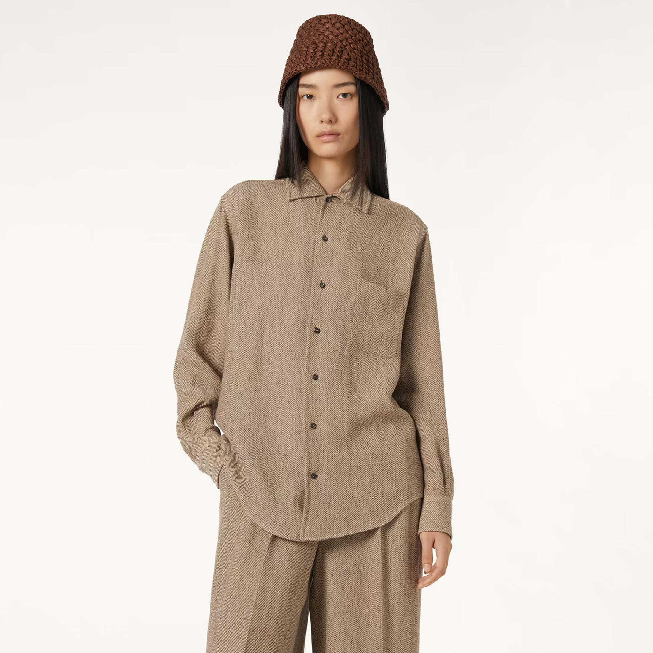 NIGO Loro Piana André Women's Shirt Women's Cotton-linen Button-down Shirt Straight-leg Wide-leg Pants Fashionable, Stylish, And Comfortable Suit Set Ngvp #nigo2178