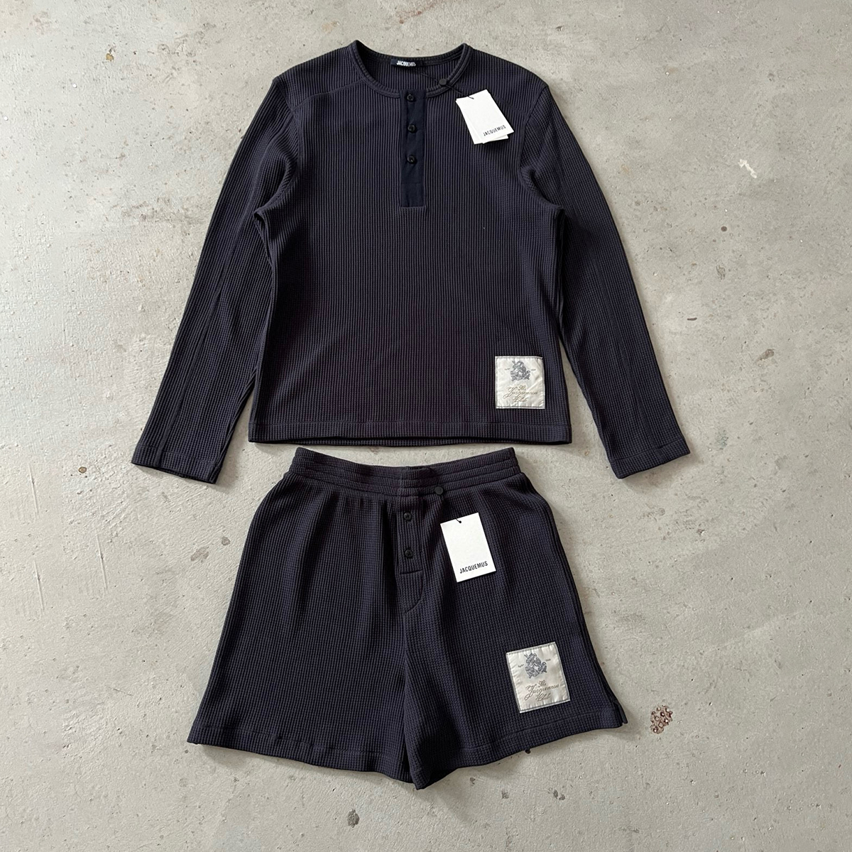NIGO Jacquemus The Melao Waffle Pattern Vacation Fashion Set Men's Spring/summer Long-sleeved Fashionable Casual Comfortable Logo Patch T-shirt Shorts Ngvp #nigo2184