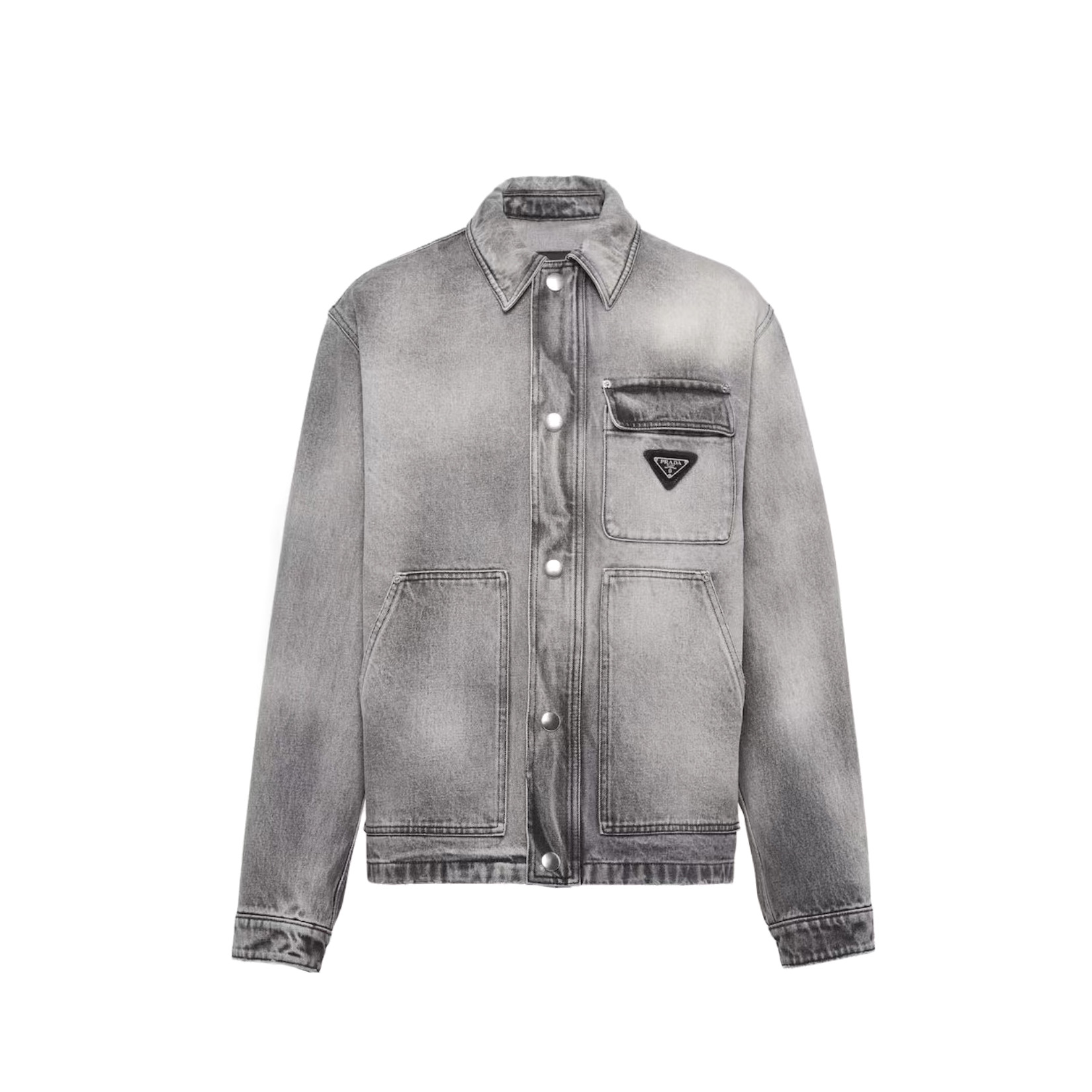 NIGO Prada Men's Spring/Autumn Solid Color Triangle Logo Single-Breasted Casual Denim Jacket #nigo77989