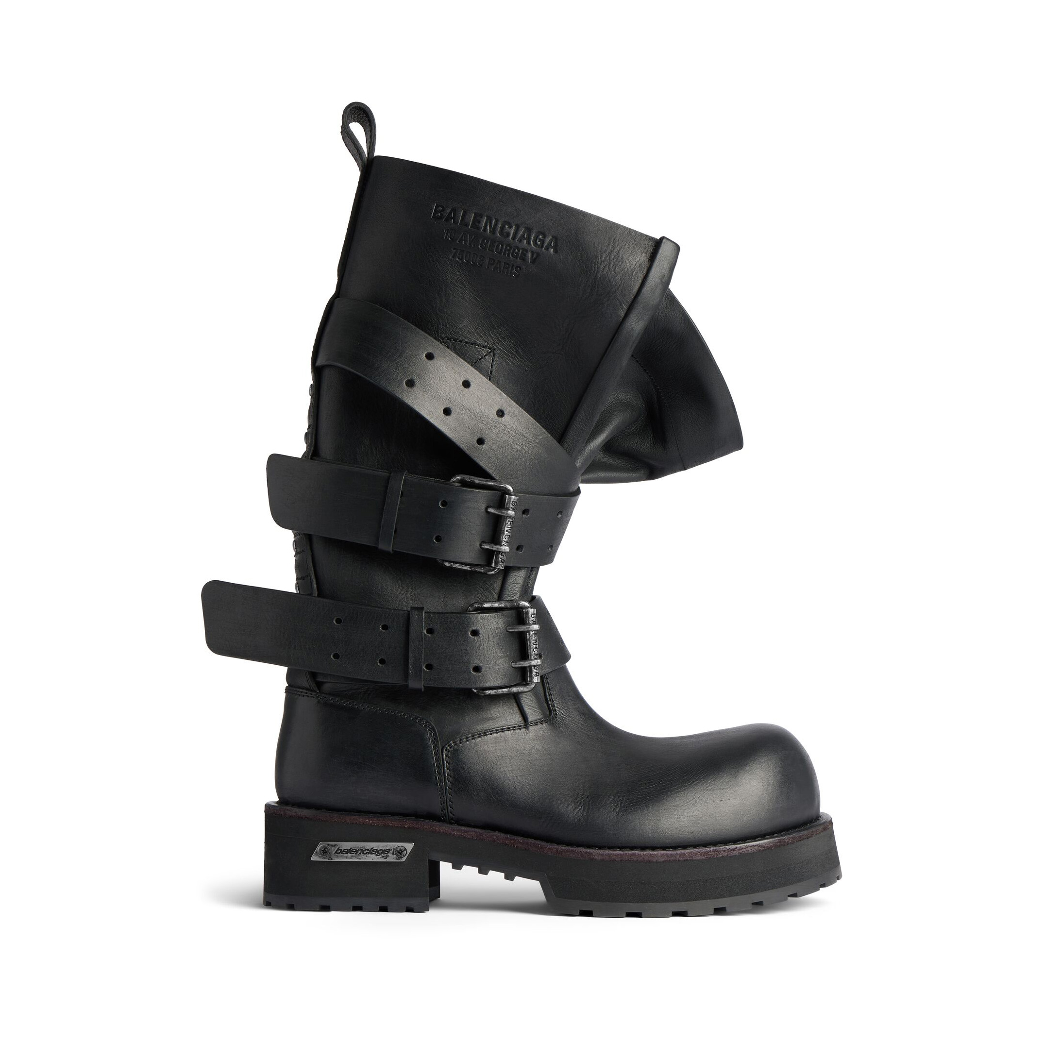 NIGO Balenciaga Venom Men's And Women's Solid Color Autumn/winter Round Toe Buckle Cowhide Leather High Top Boots Shoes #nigo78113