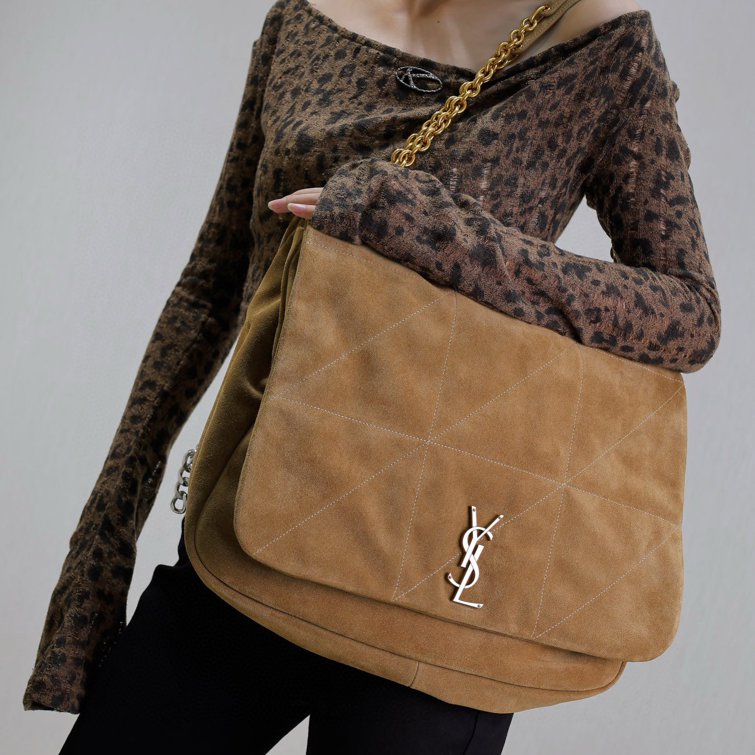 NIGO Saint Laurent Jamie 4.3 Women's Solid Color Logo Chain Suede Handbag Shoulder Bag Crossbody Bag Bags #nigo78112