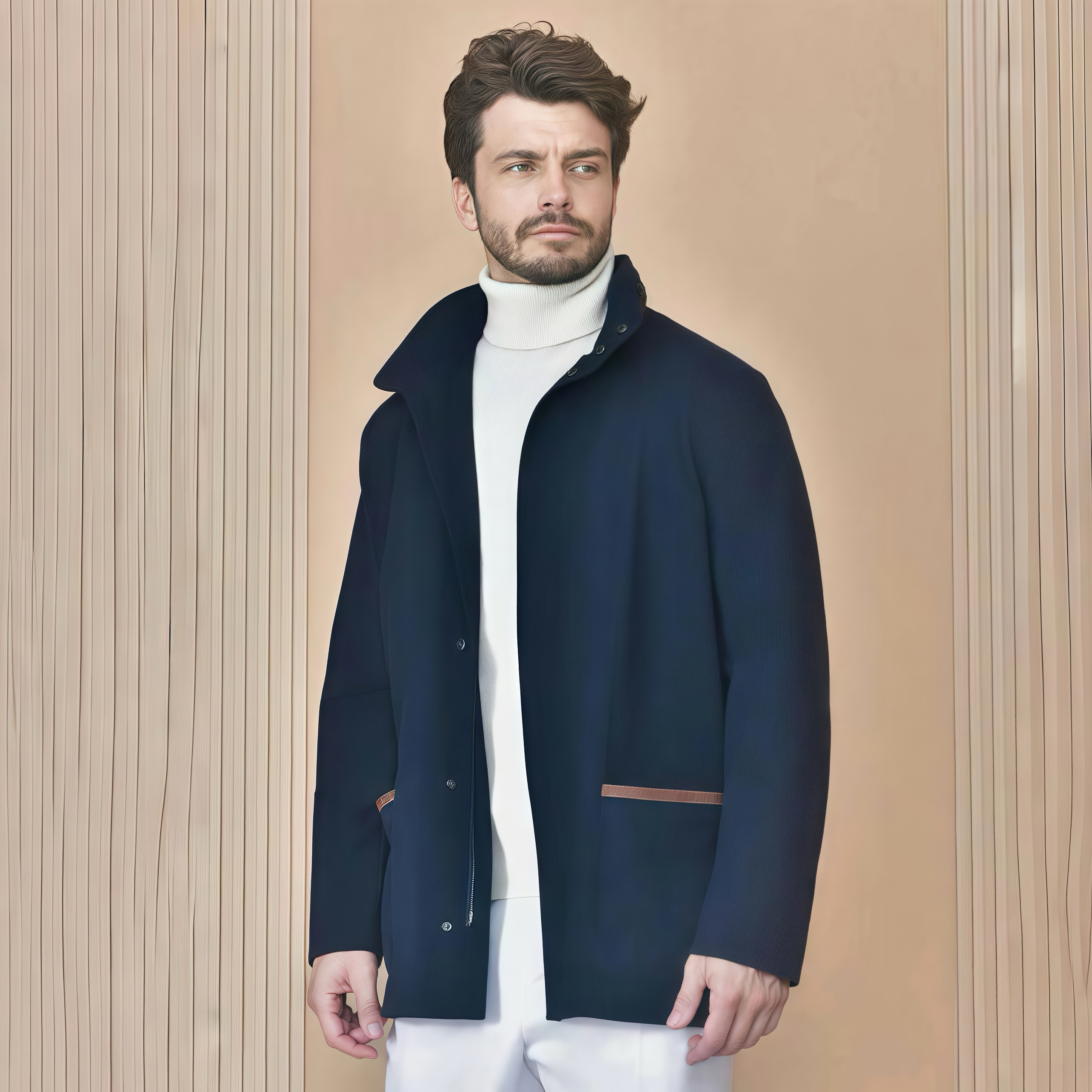 NIGO Loro Piana Men's Autumn/winter Solid Color Casual Zipper Jacket Fashionable Casual Pocket Stand-up Collar Long Sleeve Elegant Jacket Ngvp #nigo2193