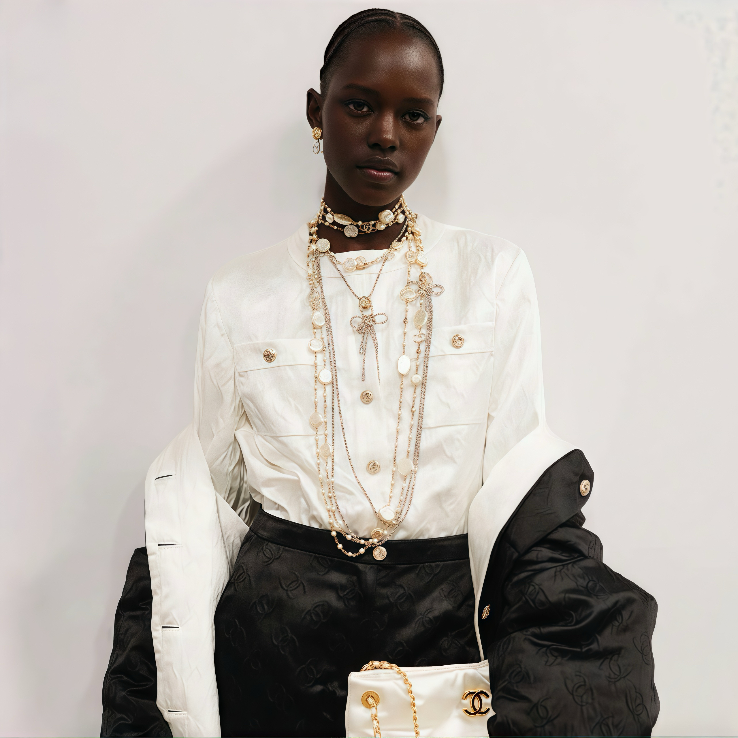 NIGO Chanel Women's Spring and Autumn Solid Color Logo Printed Single Breasted Silk Long Sleeve Jacket #nigo78133