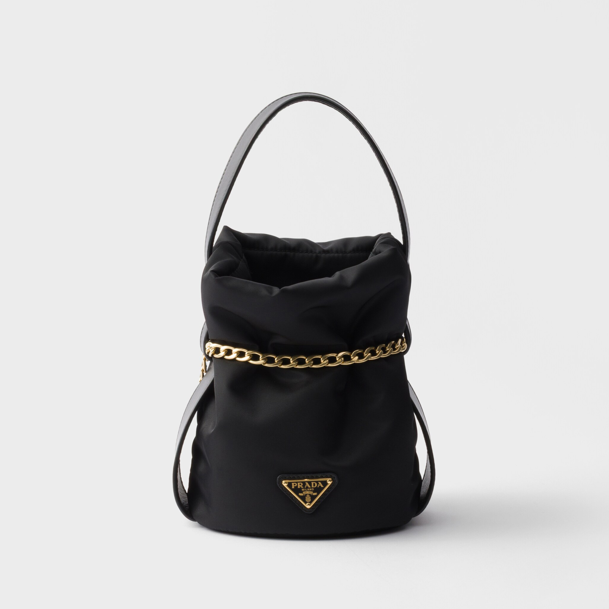NIGO Prada Women's Solid Color Petit Sac Noir Re-Nylon with Nappa Leather Mini Shoulder Bag Bucket Tote Bags #nigo78128