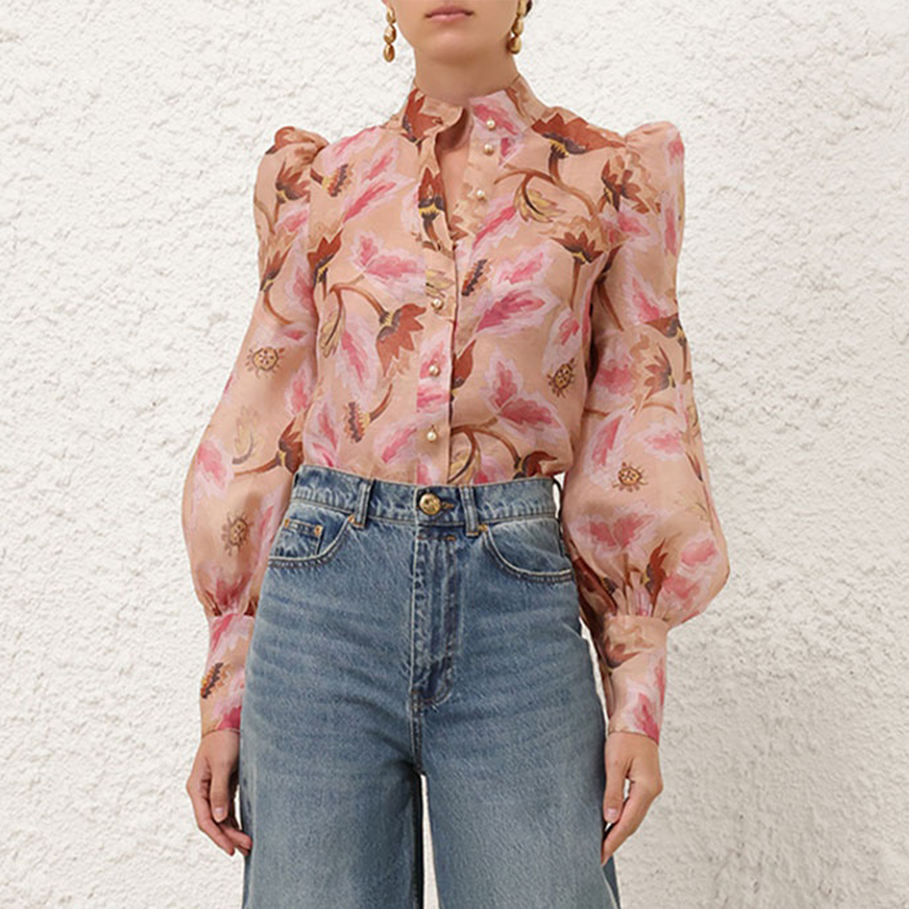 NIGO Zimmermann Women's Spring/summer Elegant Floral Print Shirt Single-breasted Long-sleeved Casual Shirt Ngvp #nigo2189