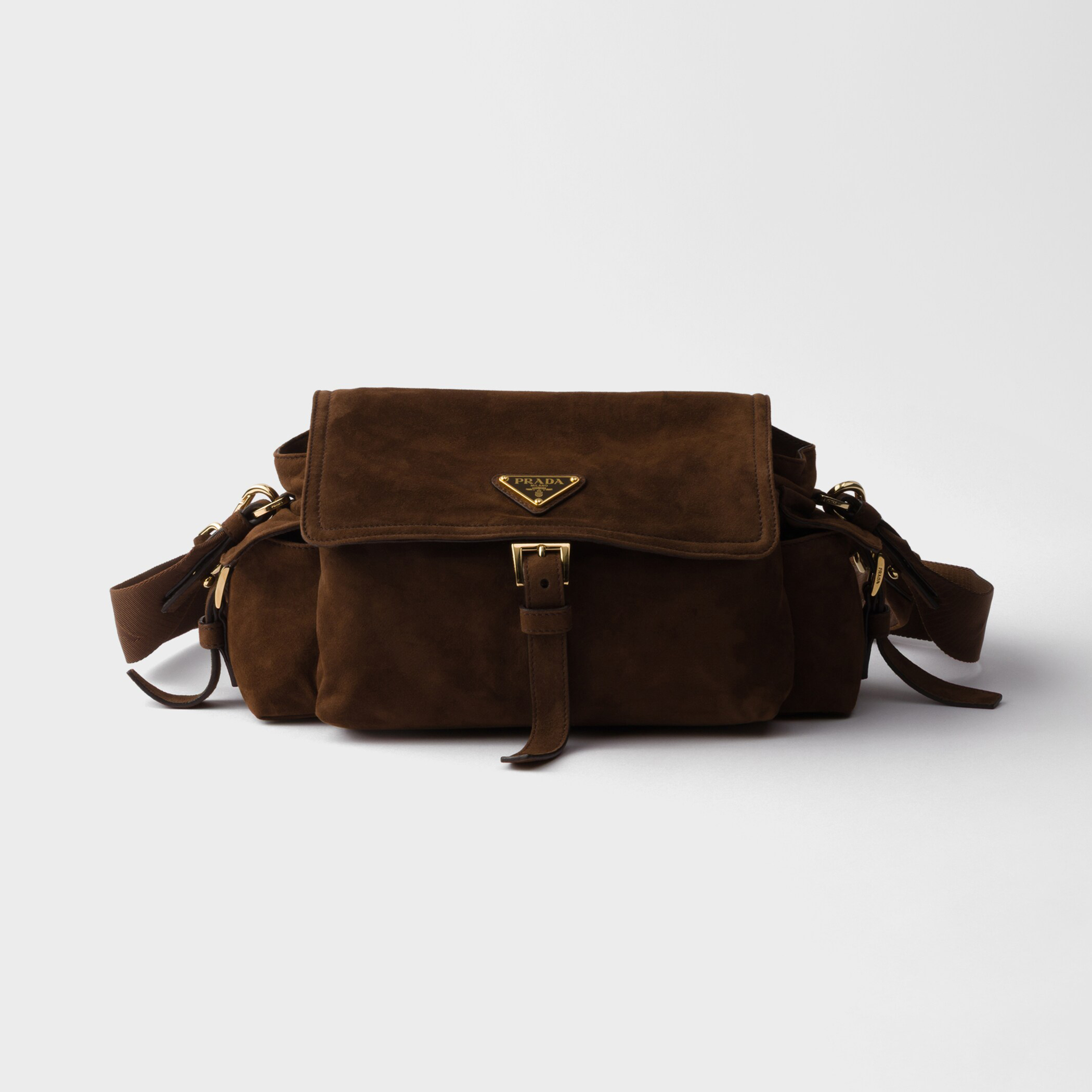 NIGO Prada Explore Men's and Women's Brand Logo Solid Color Suede Leather Messenger Bag Shoulder Bags #nigo78127