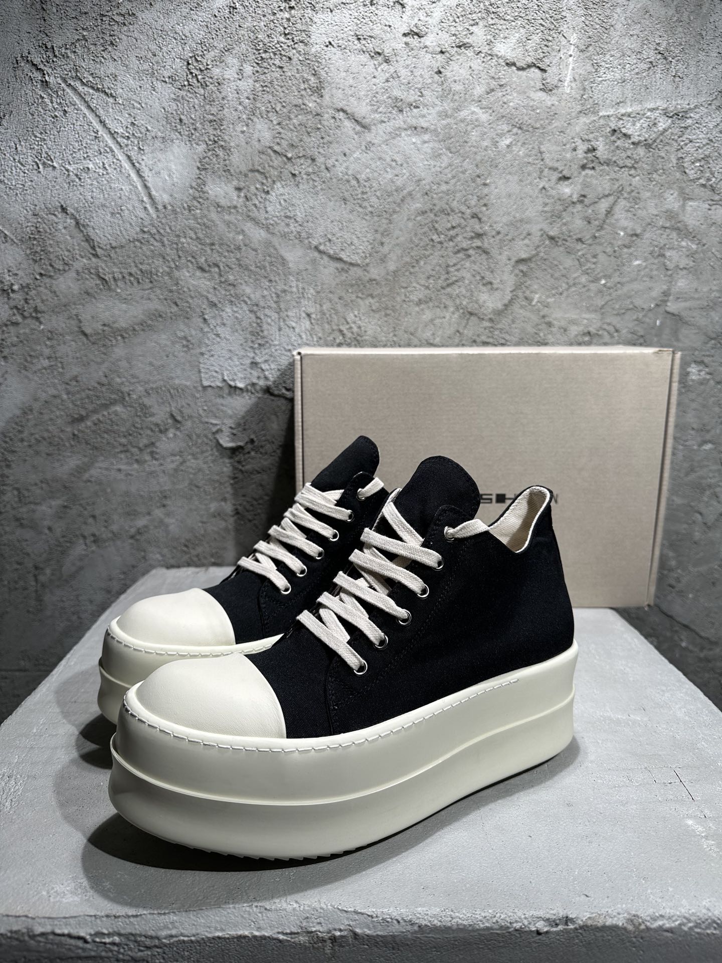 NIGO Rick Owens Men's And Women's Autumn/winter Round Toe Lace-up Fashion Cotton Canvas Thick Sole Low Top Shoes #nigo78137