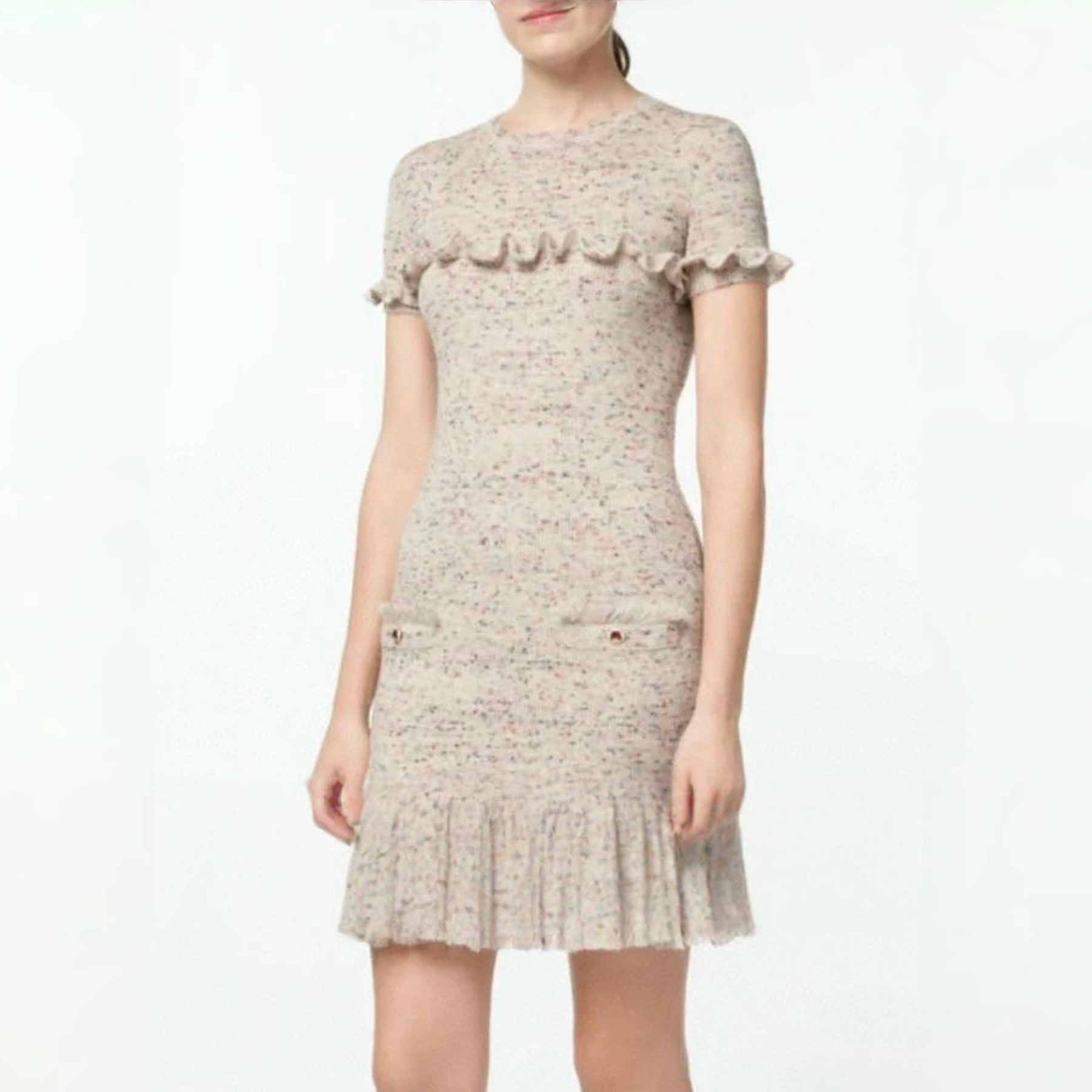 NIGO Chanel Métiers D'art Collection Women's Spring And Summer Ruffle Nude Gray Knit Dress Fashion Temperament Elegant Dresses Skirt Ngvp #nigo2223
