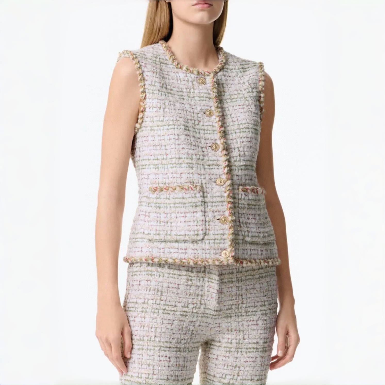 NIGO Chanel Métiers D'art Collection Tweed Gold Thread Vest Women's Spring And Summer Short Sleeveless Undershirt Tops Fashionable And Elegant Trend Jacket Ngvp #nigo2222
