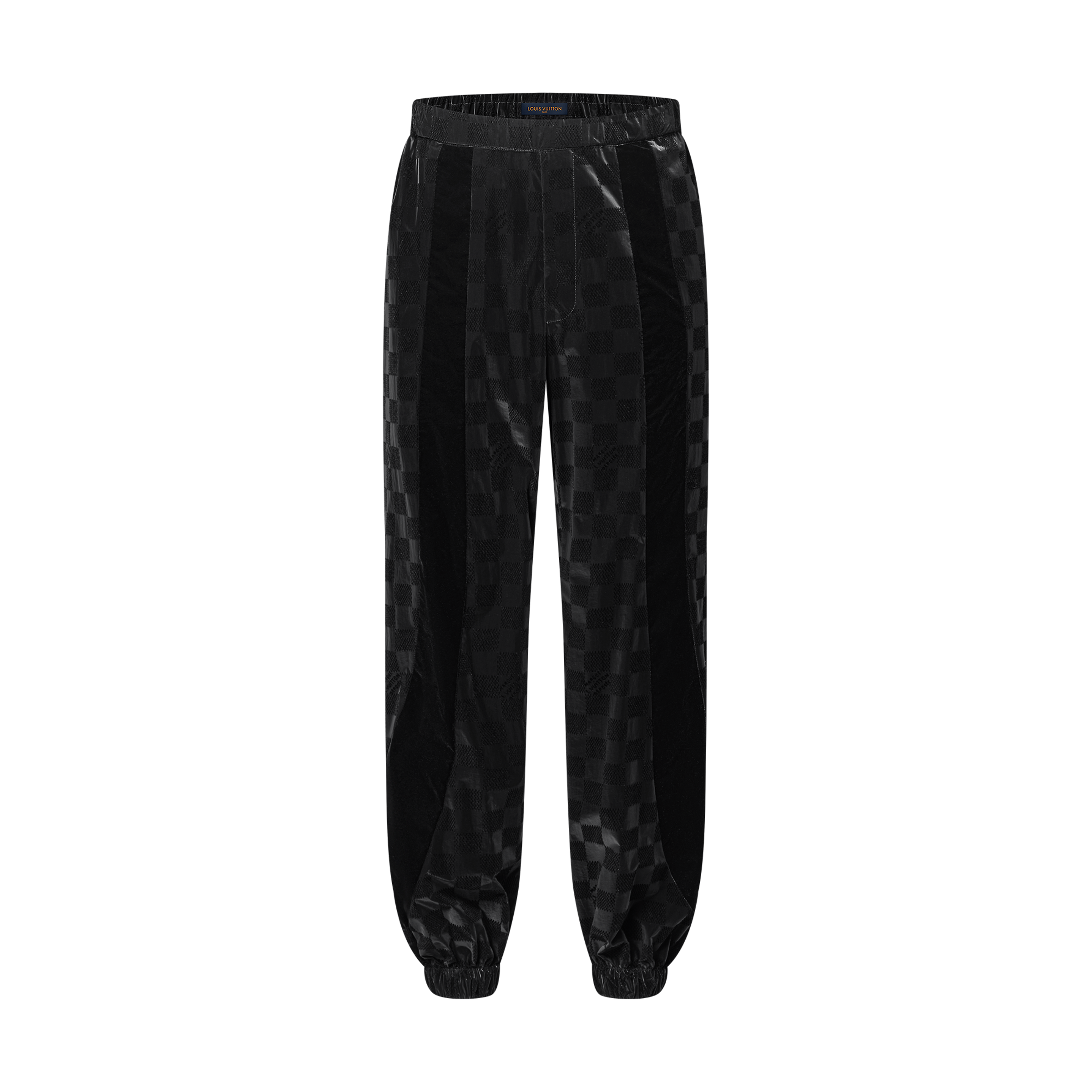 NIGO Louis Vuitton Men's Spring/summer Flocked Tech Pants Checkered Marque L.vuitton Déposée Logo Velvet Solid Color Elastic Waist SweatPants Pants #nigo81399