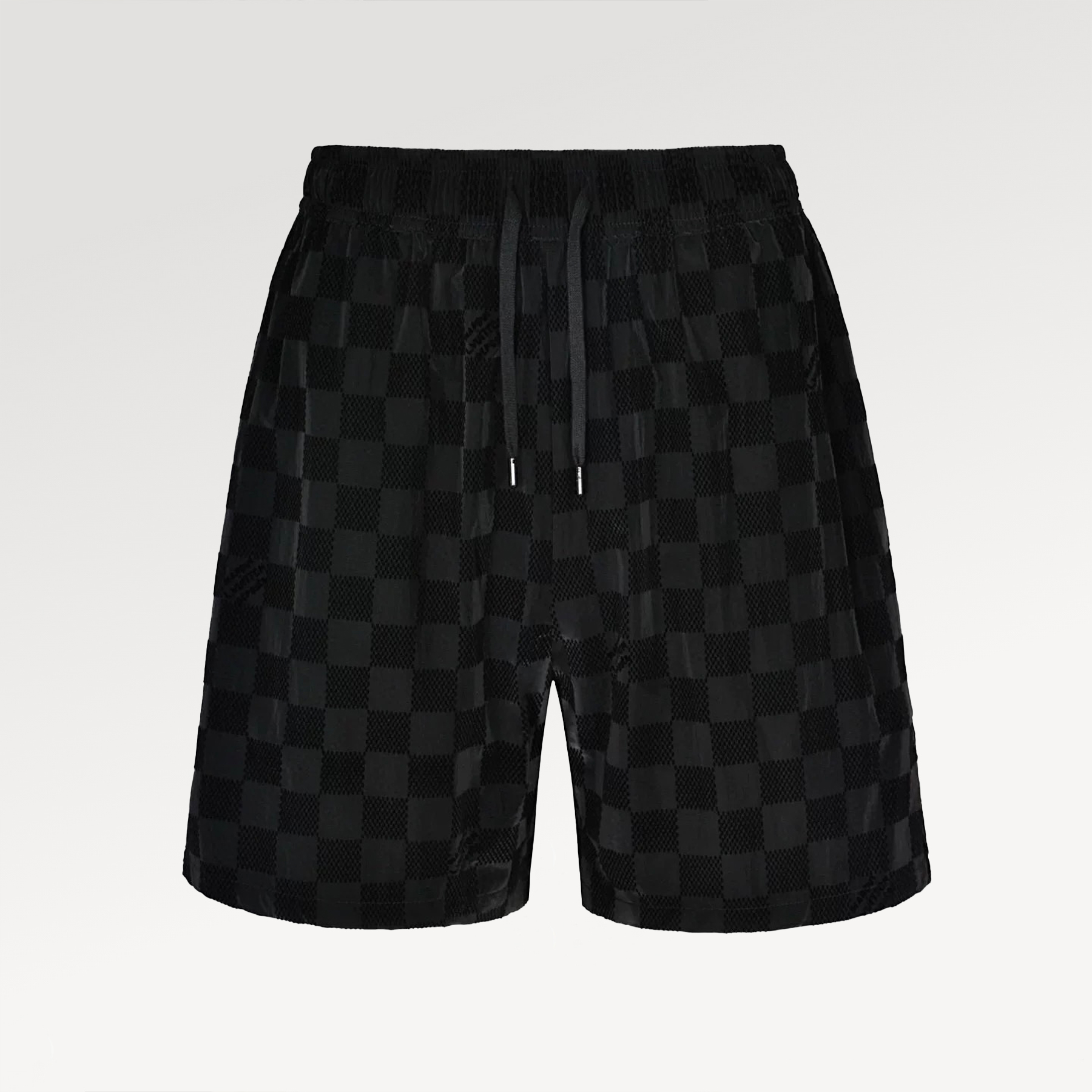 NIGO Louis Vuitton Men's Spring/summer Flocked Tech Shorts Checkerboard Marque L.vuitton Déposée Logo Velvet Solid Color Elastic Waist Wide Leg Comfortable Pants #nigo81411