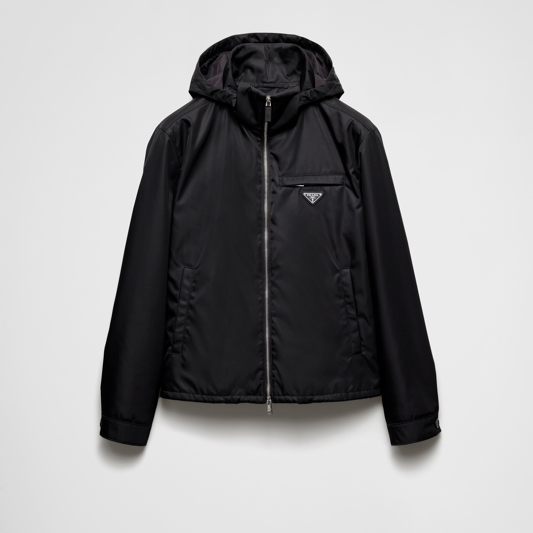 NIGO Prada Men's Fall And Winter Recycled Nylon Short Jacket Black Hooded Zipper Jacket Logo Pockets Fashion Trend Casual Jacket #nigo81397