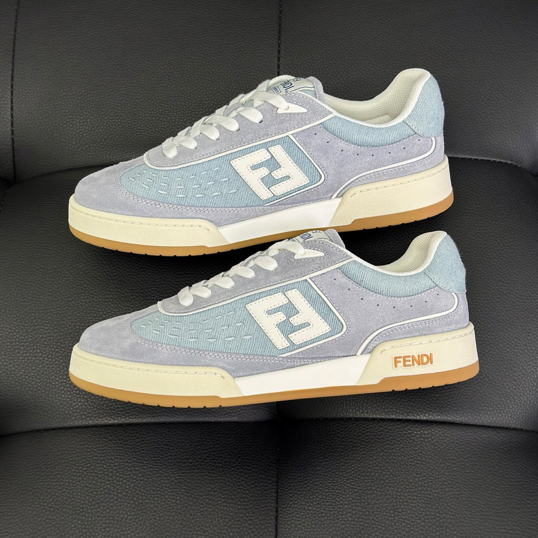 NIGO Fendi Match Leather Suede Low Top Shoes Women's Men's Spring Summer Round Toe Lace Up Colorblocking Fashion Casual Retro Shoes #nigo81414