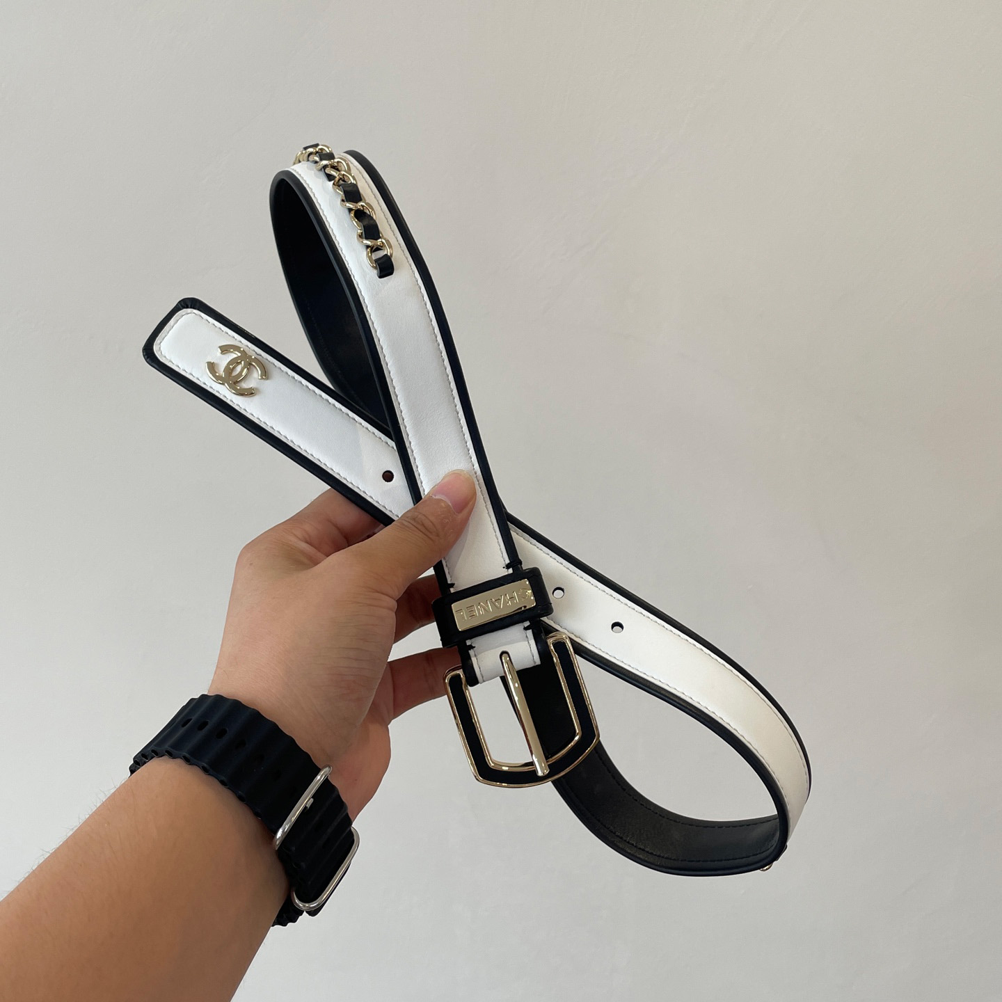 NIGO Chanel Women's Color-block Classic Fashion Leather Chain Logo Belt #nigo78147