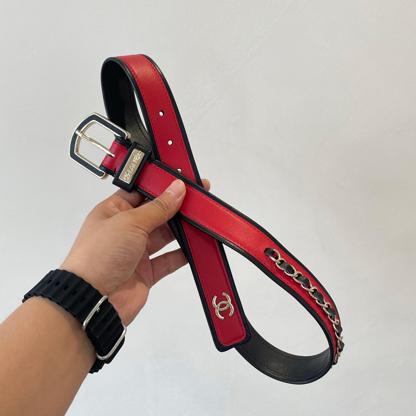 NIGO Chanel Women's Color-block Classic Fashion Leather Chain Logo Belt #nigo78147